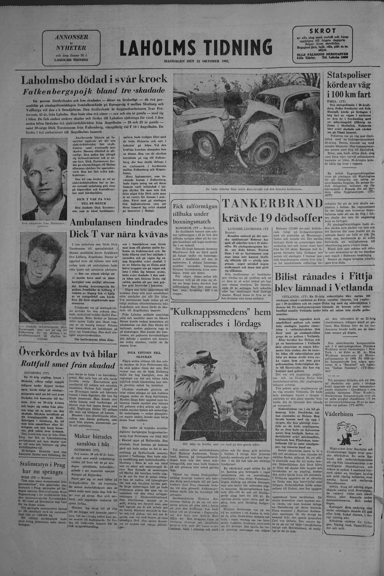 Laholms Tidning Måndag 22 oktober 1962, sida 8