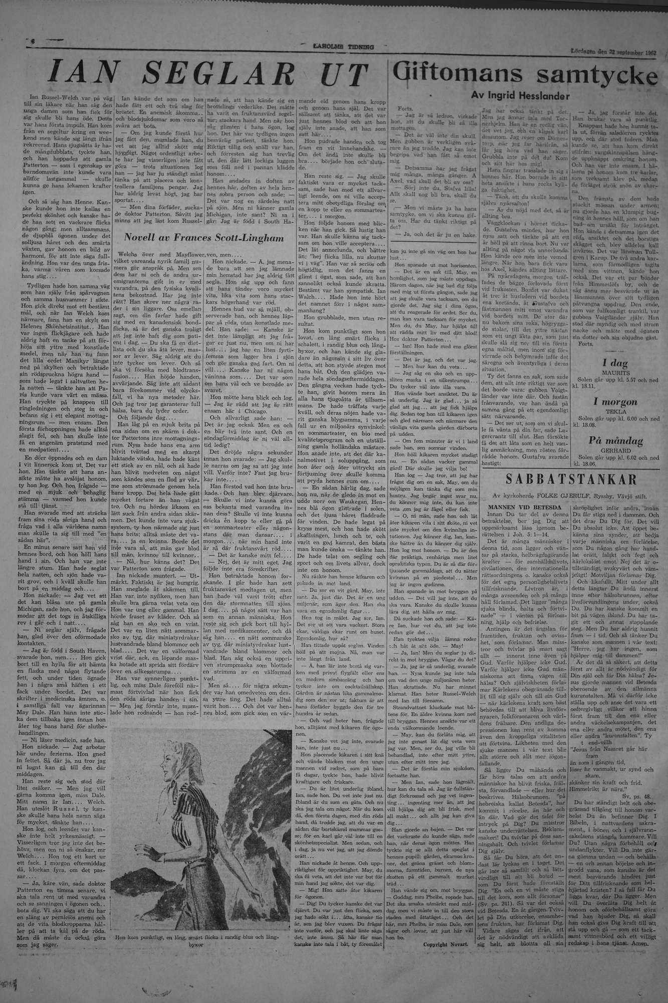 Laholms Tidning Lördag 22 september 1962, sida 6