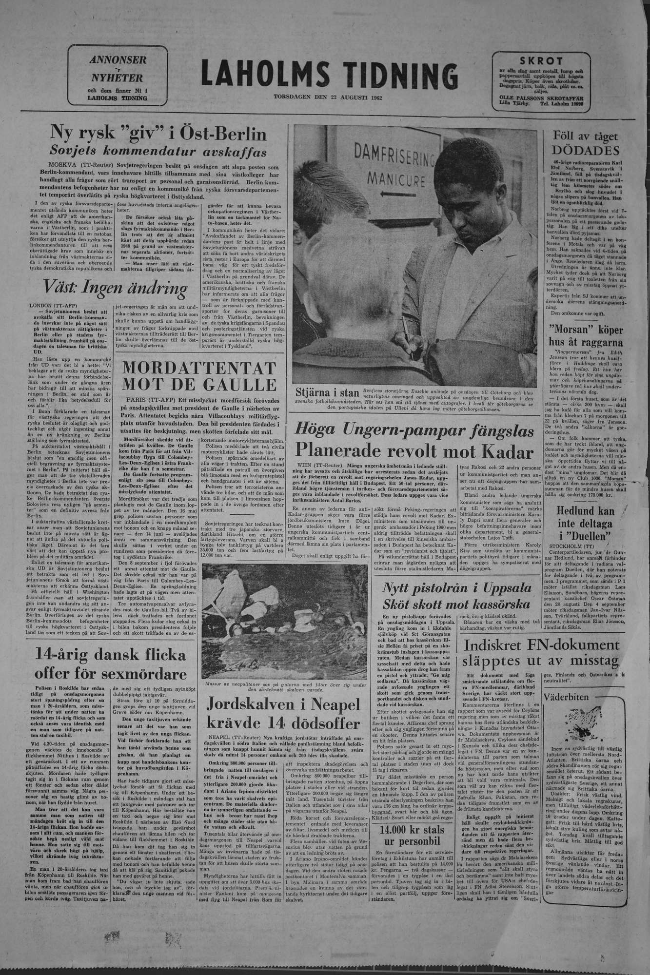 Laholms Tidning Torsdag 23 augusti 1962, sida 8