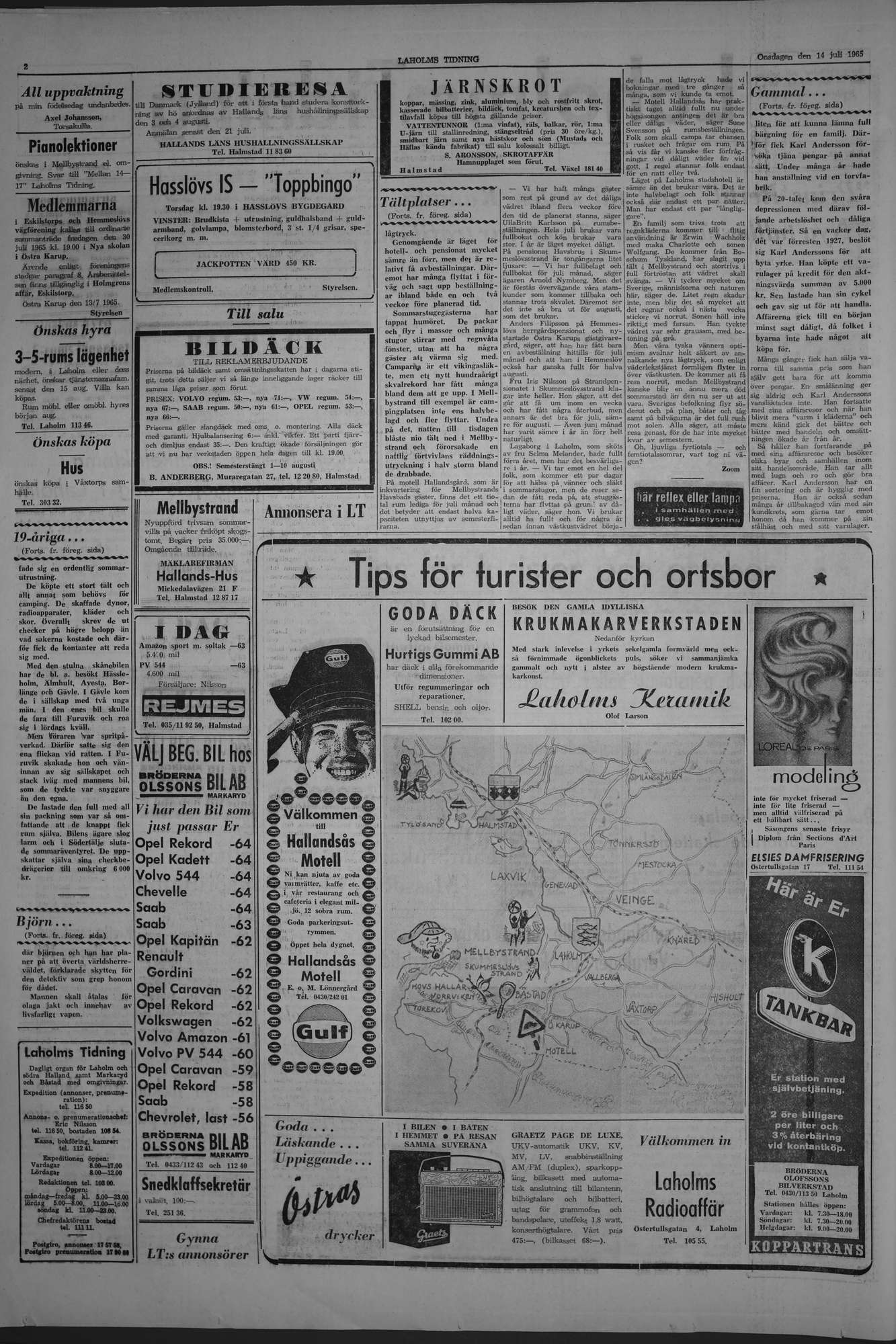 Laholms Tidning Onsdag 14 juli 1965, sida 2