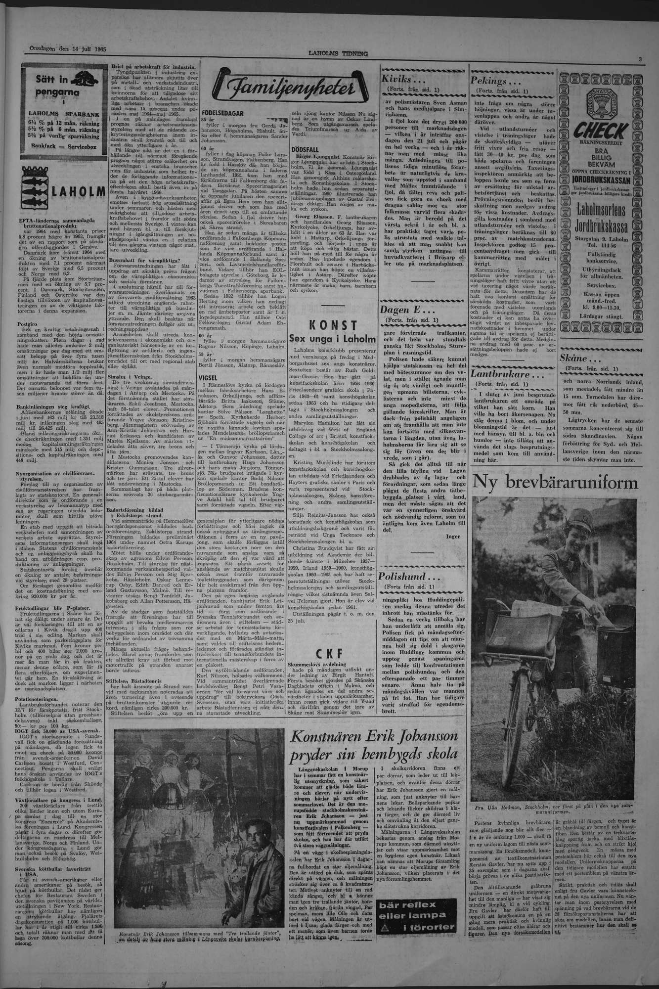 Laholms Tidning Onsdag 14 juli 1965, sida 3