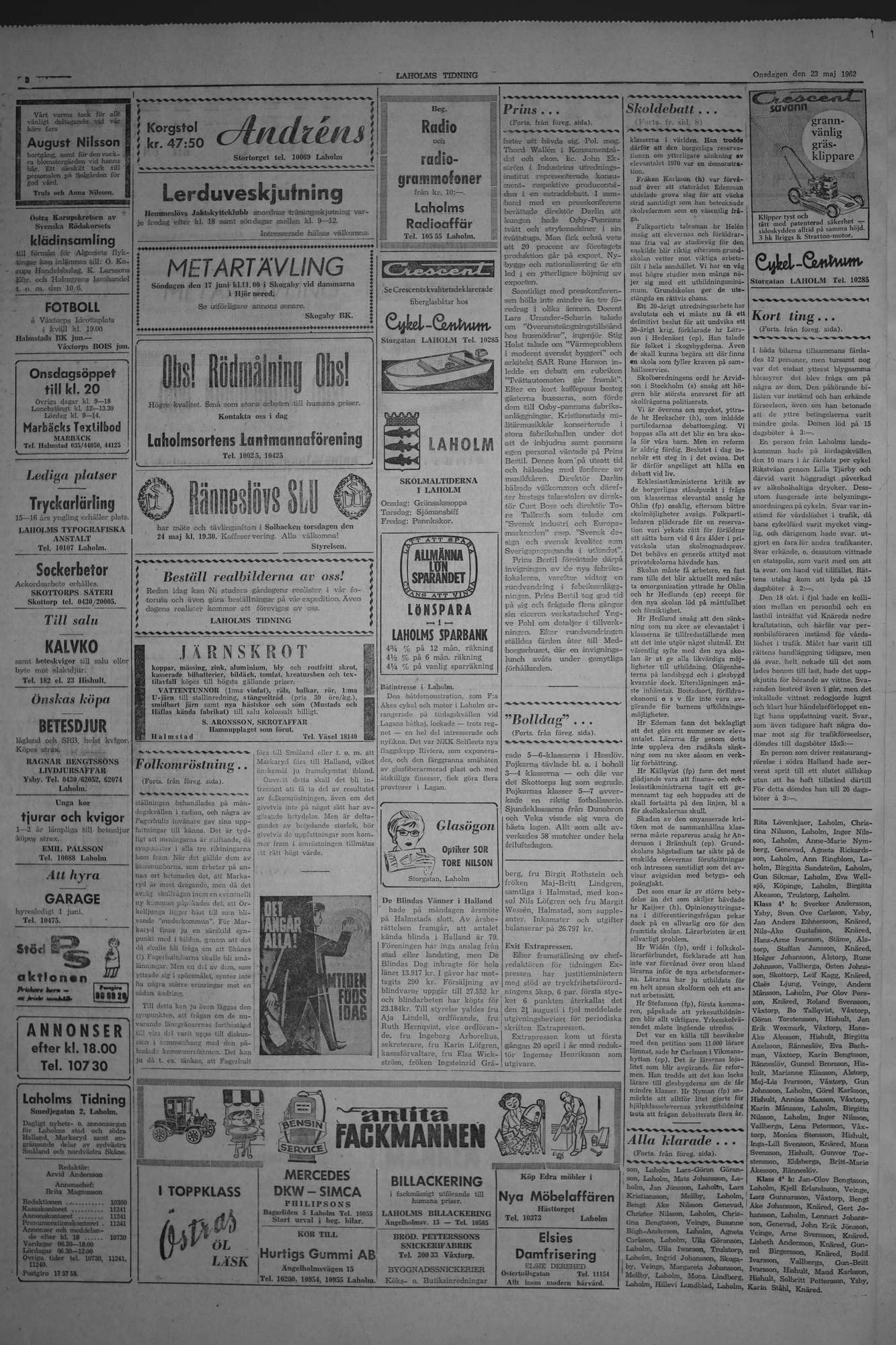 Laholms Tidning Onsdag 23 maj 1962, sida 2