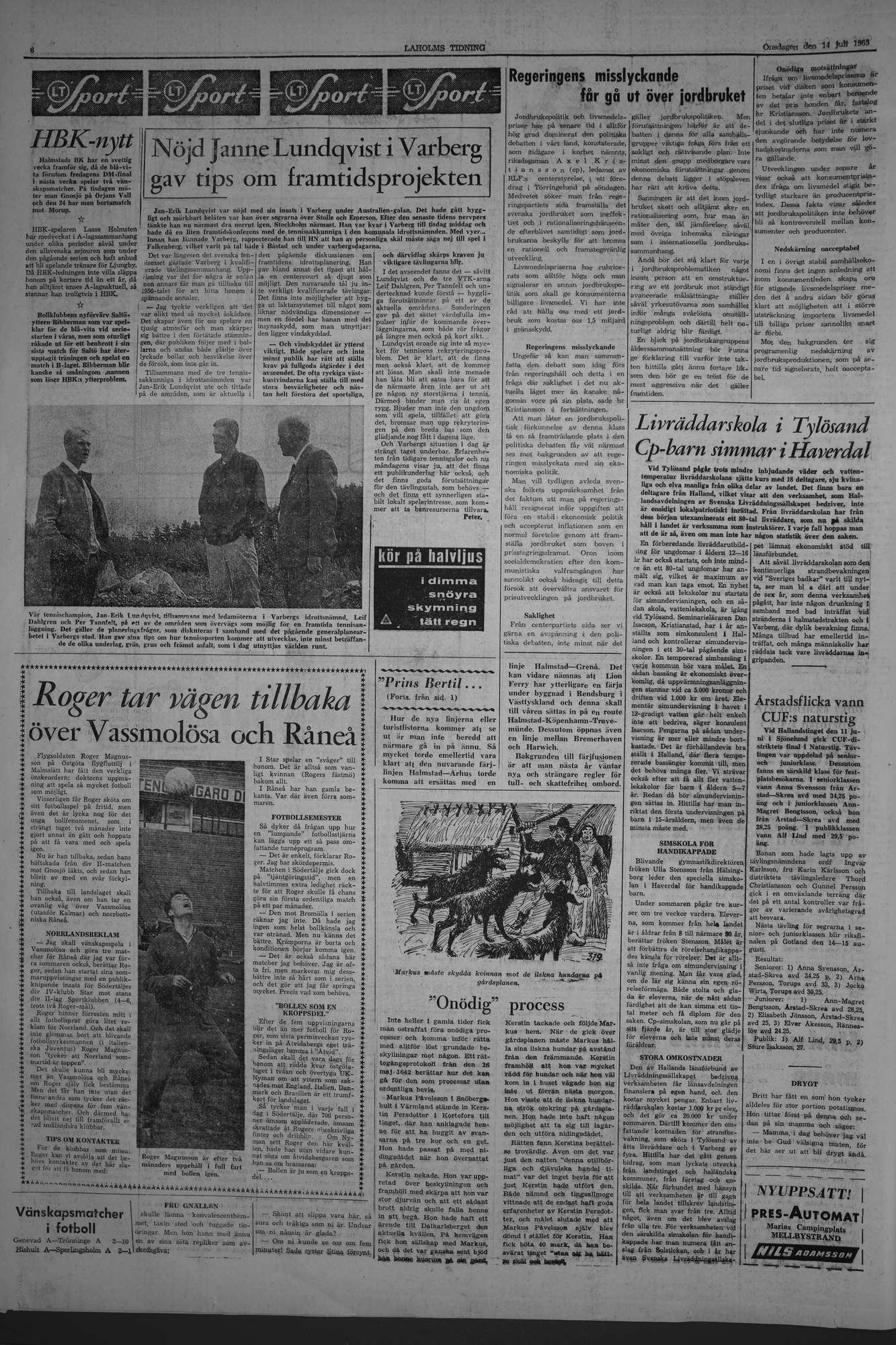 Laholms Tidning Onsdag 14 juli 1965, sida 6