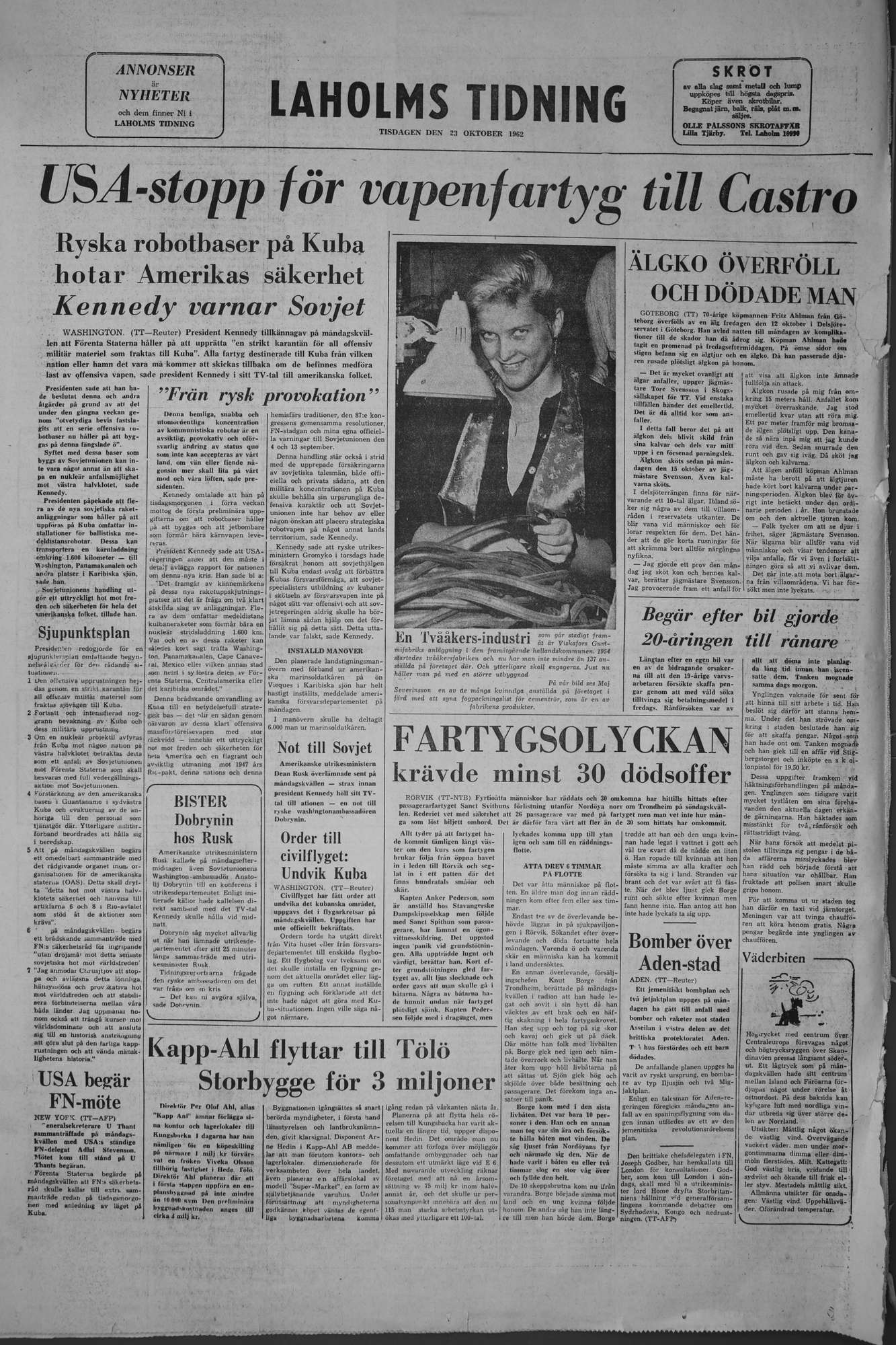 Laholms Tidning Tisdag 23 oktober 1962, sida 8
