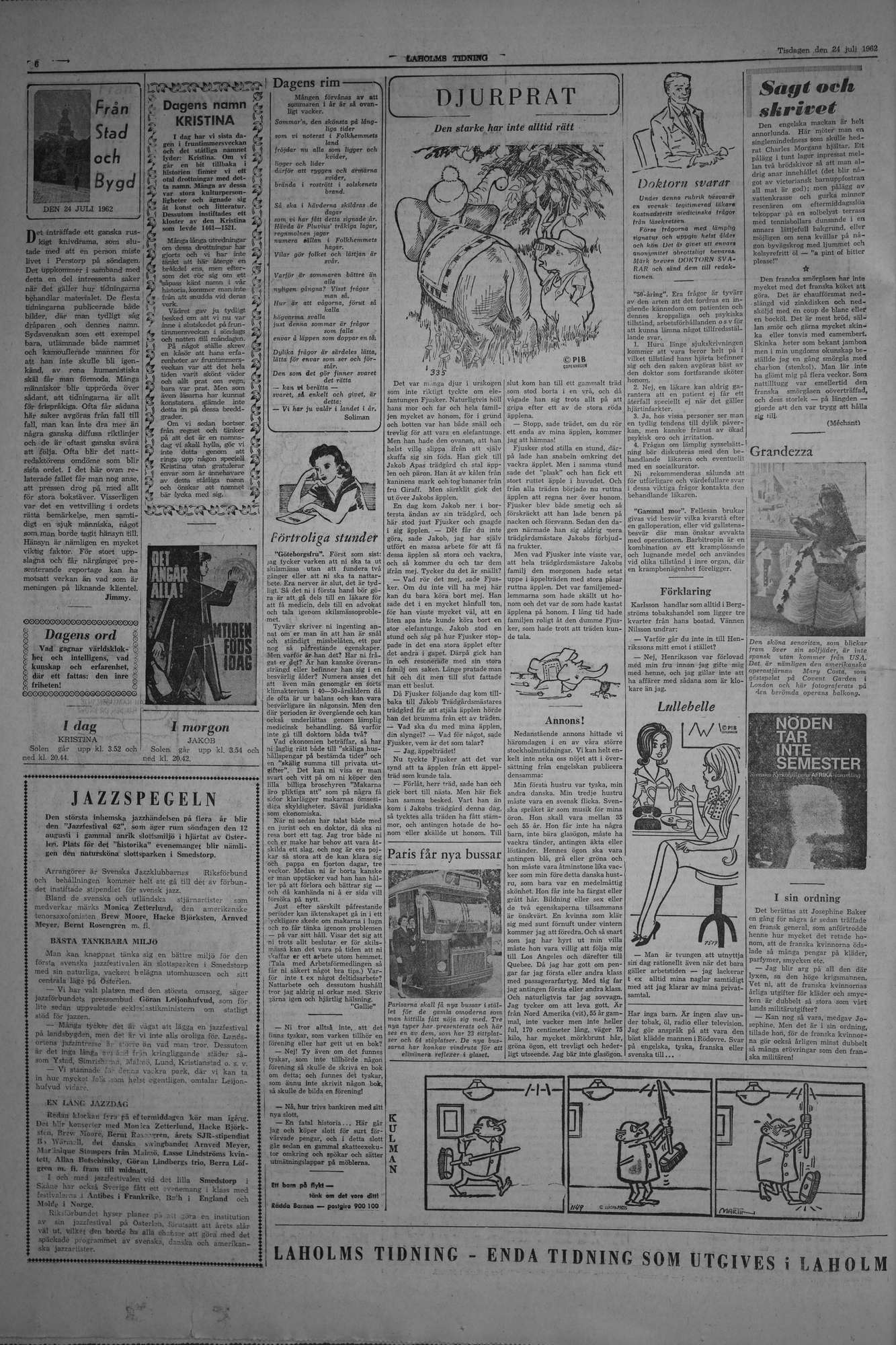 Laholms Tidning Tisdag 24 juli 1962, sida 6