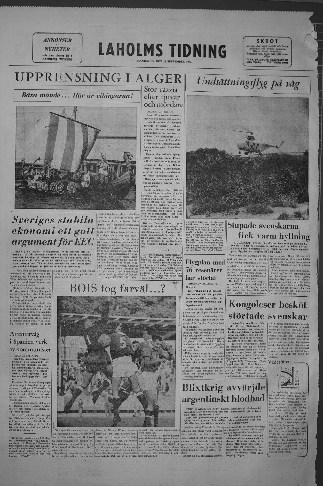 Laholms Tidning Måndag 24 september 1962, sida 8