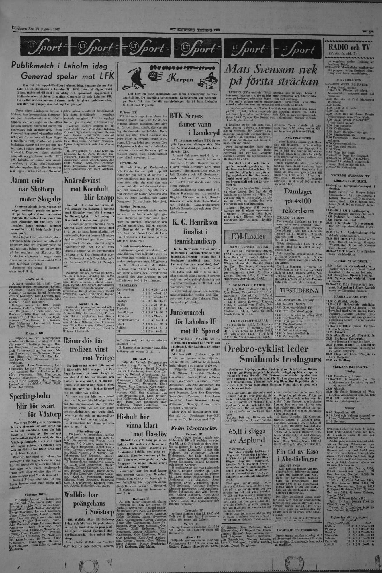 Laholms Tidning Lördag 25 augusti 1962, sida 5