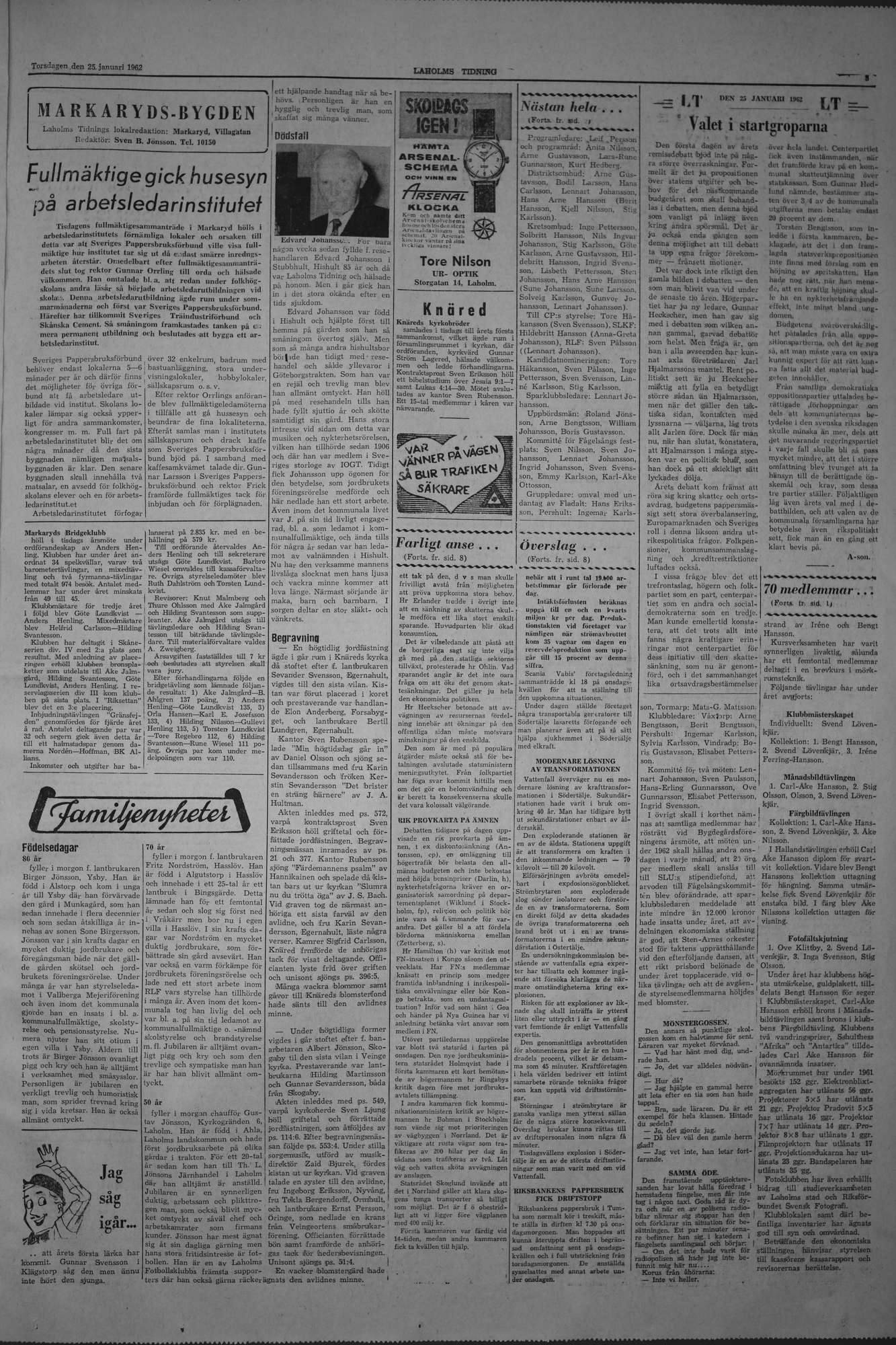 Laholms Tidning Torsdag 25 januari 1962, sida 3