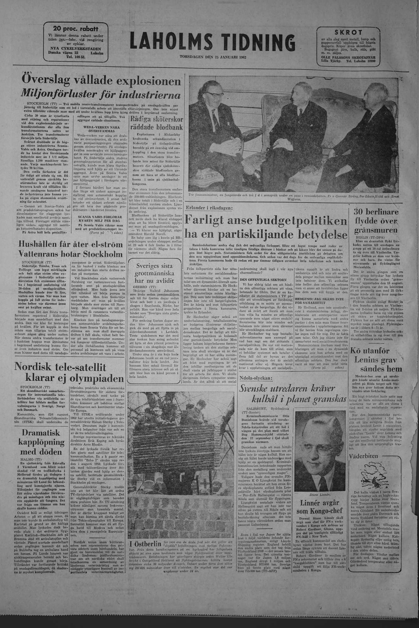 Laholms Tidning Torsdag 25 januari 1962, sida 8
