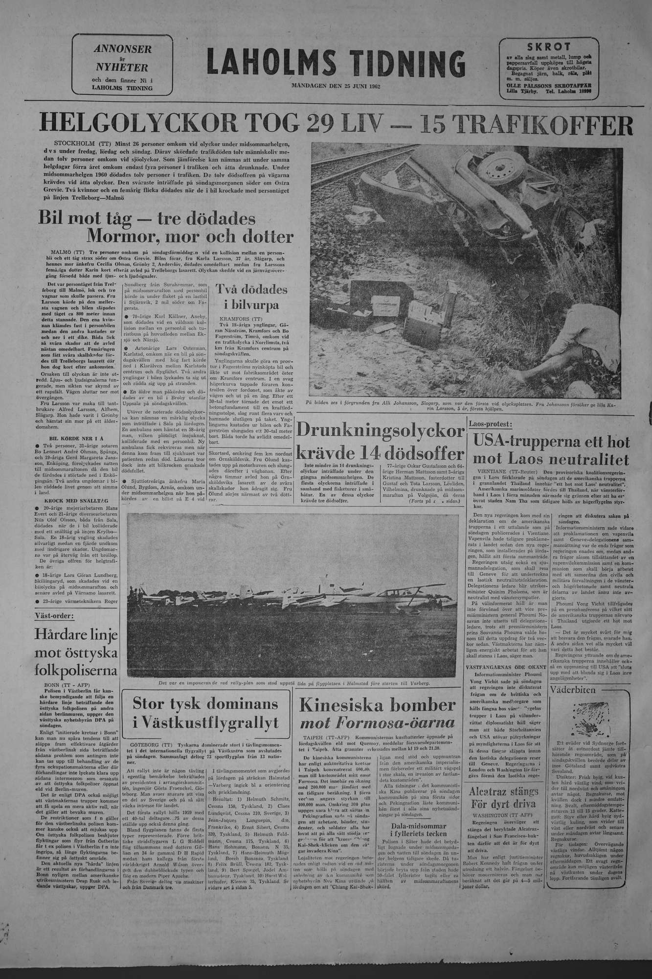 Laholms Tidning Måndag 25 juni 1962, sida 8