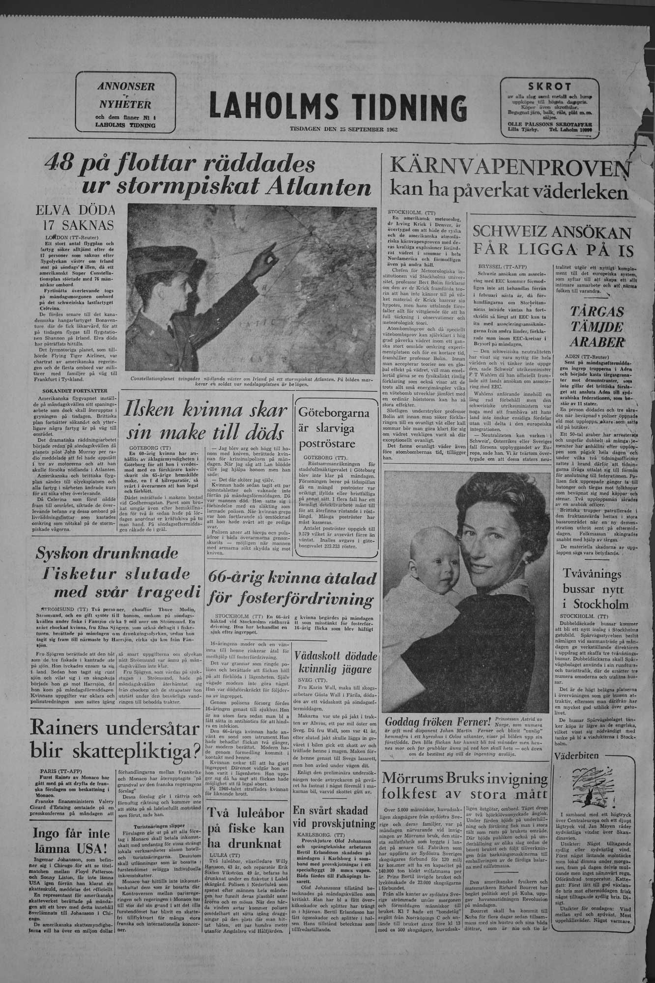 Laholms Tidning Tisdag 25 september 1962, sida 8