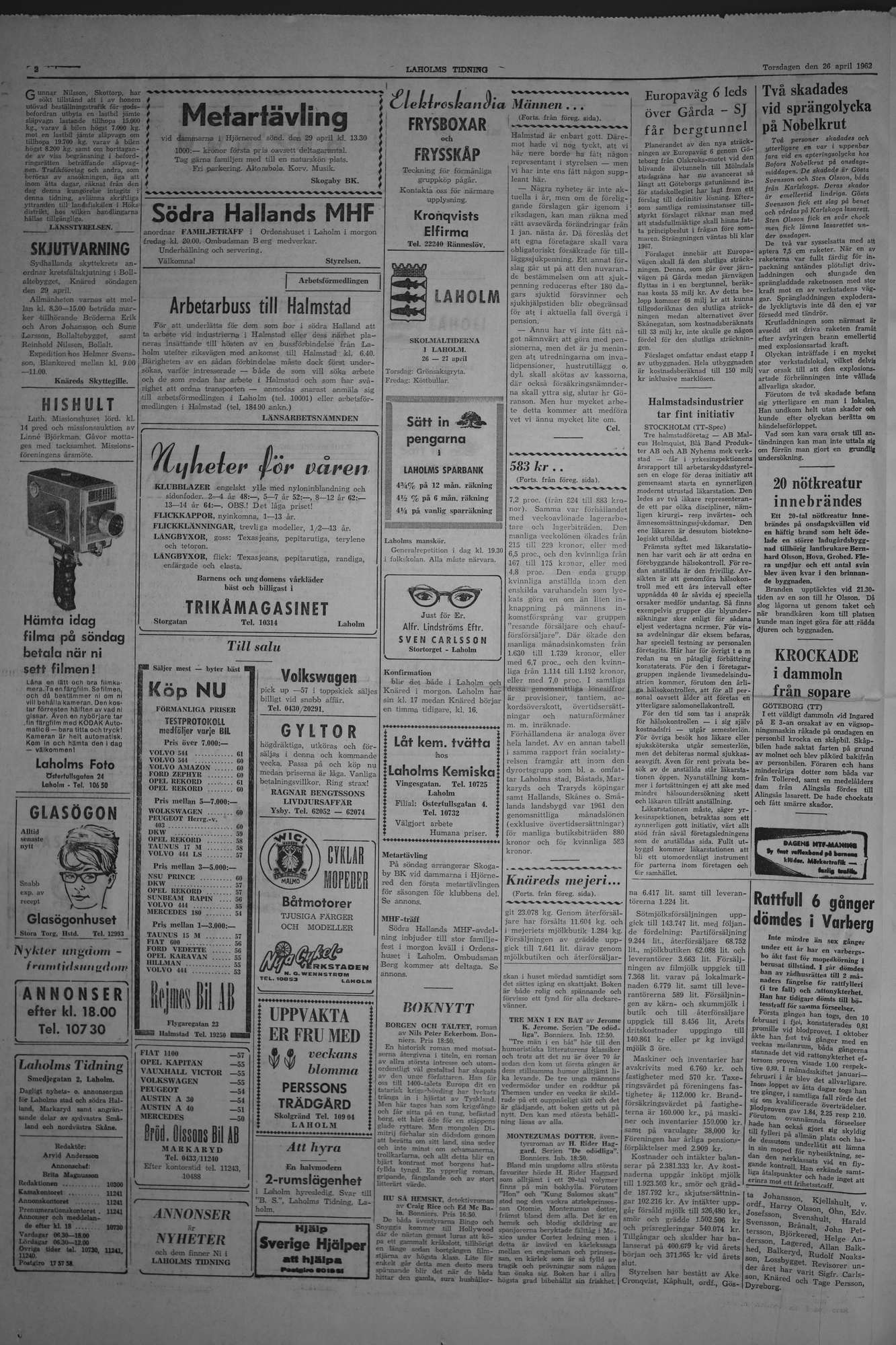 Laholms Tidning Torsdag 26 april 1962, sida 2