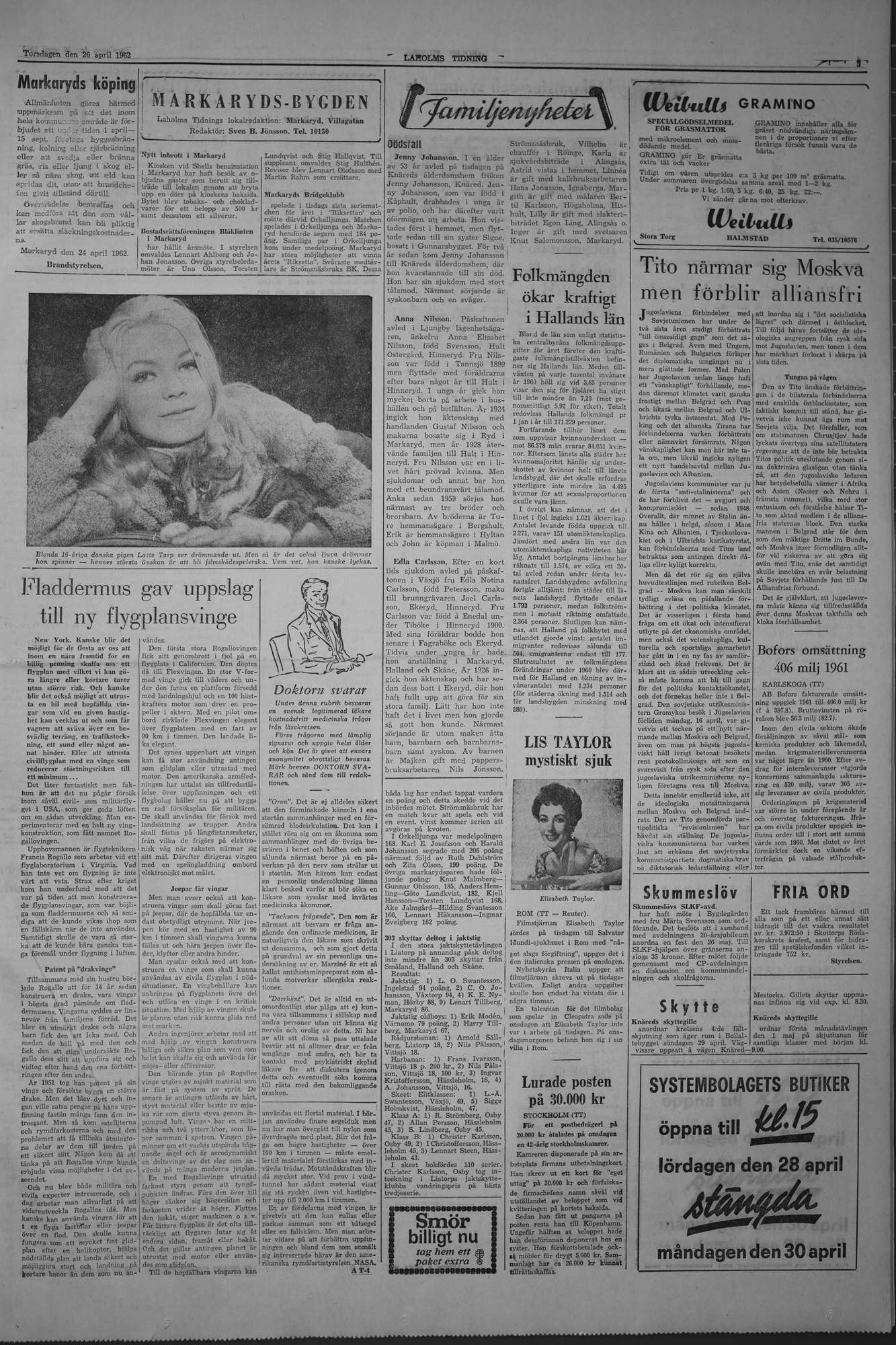 Laholms Tidning Torsdag 26 april 1962, sida 3
