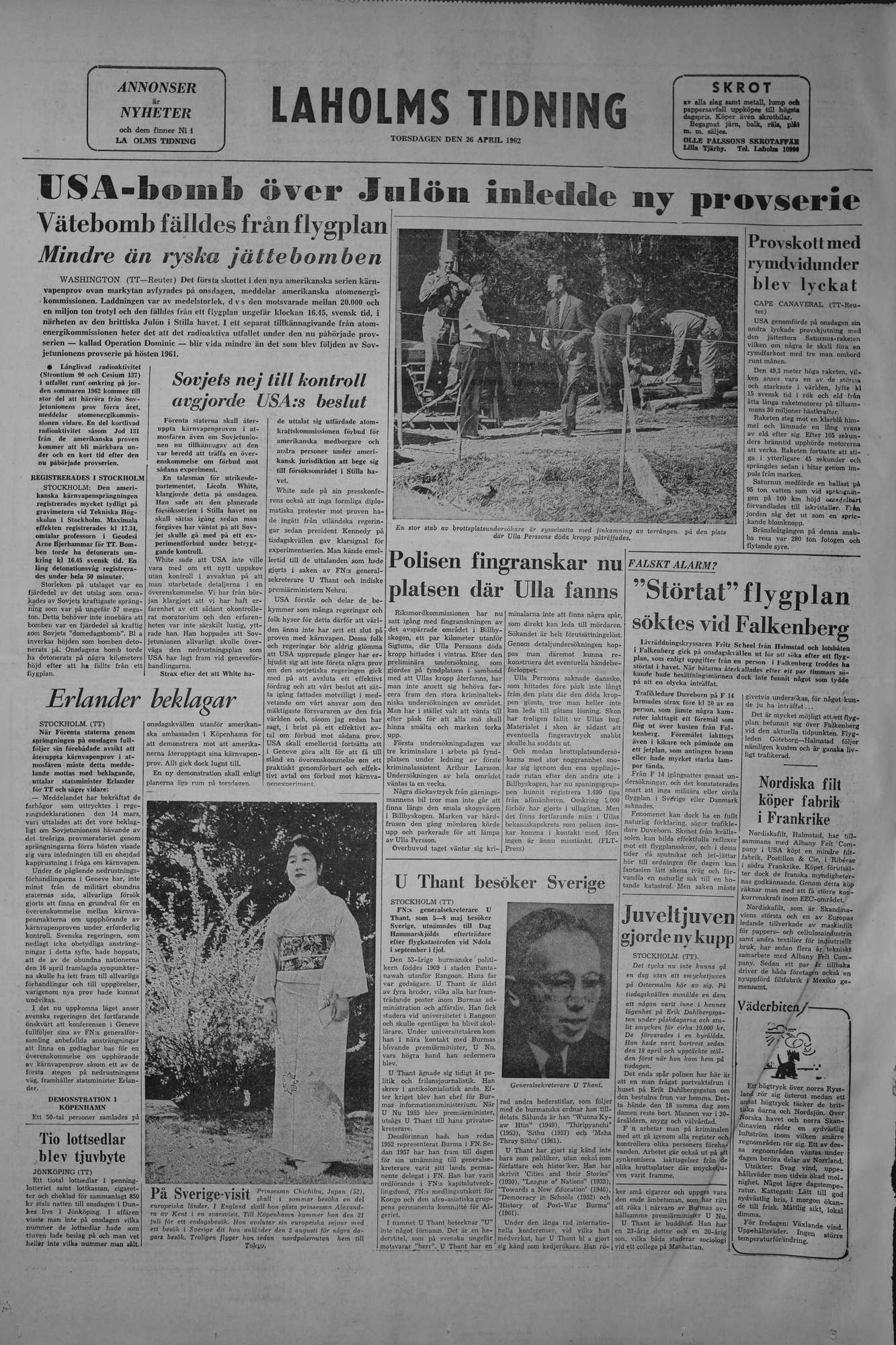 Laholms Tidning Torsdag 26 april 1962, sida 8