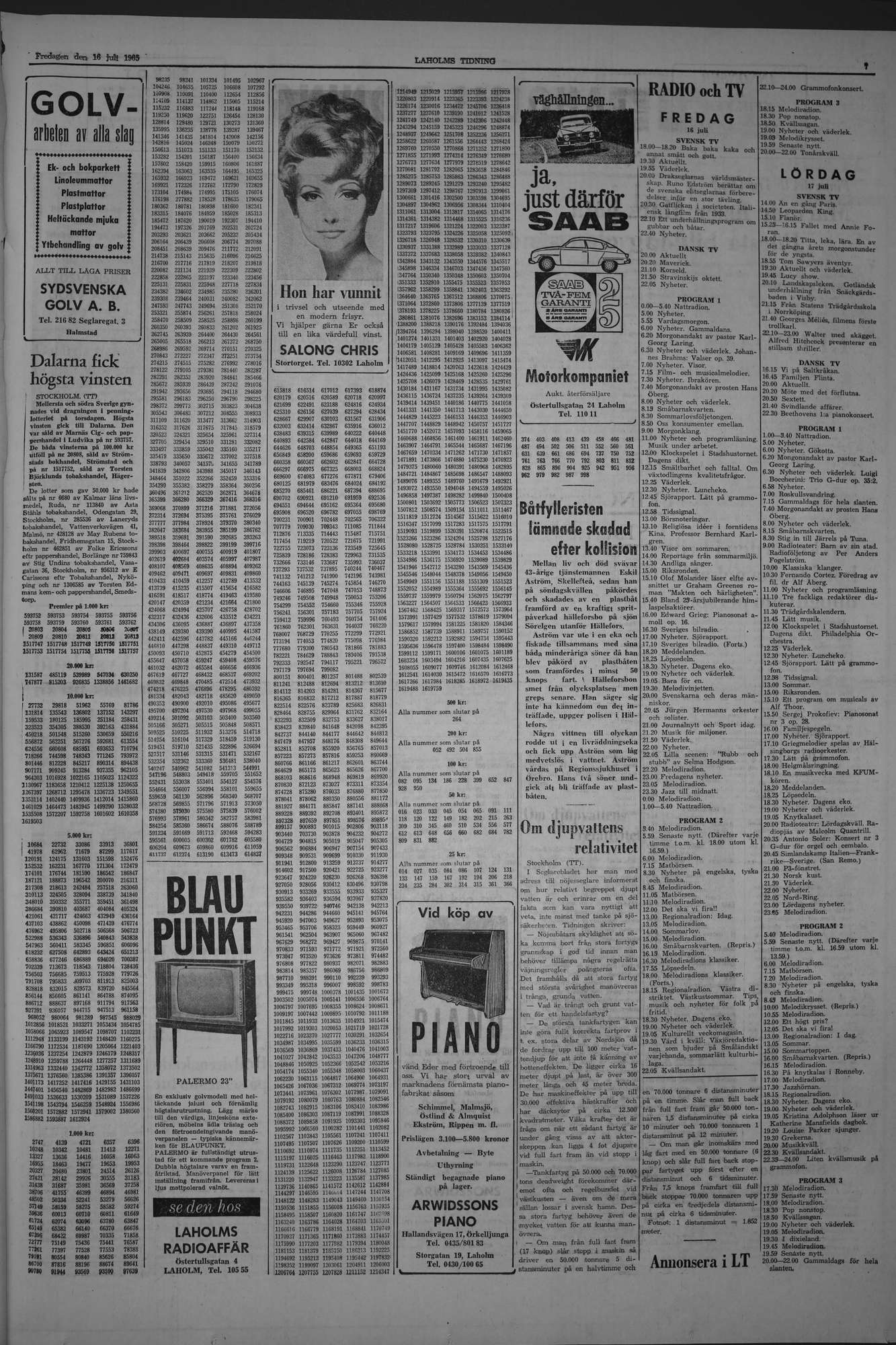Laholms Tidning Fredag 16 juli 1965, sida 7