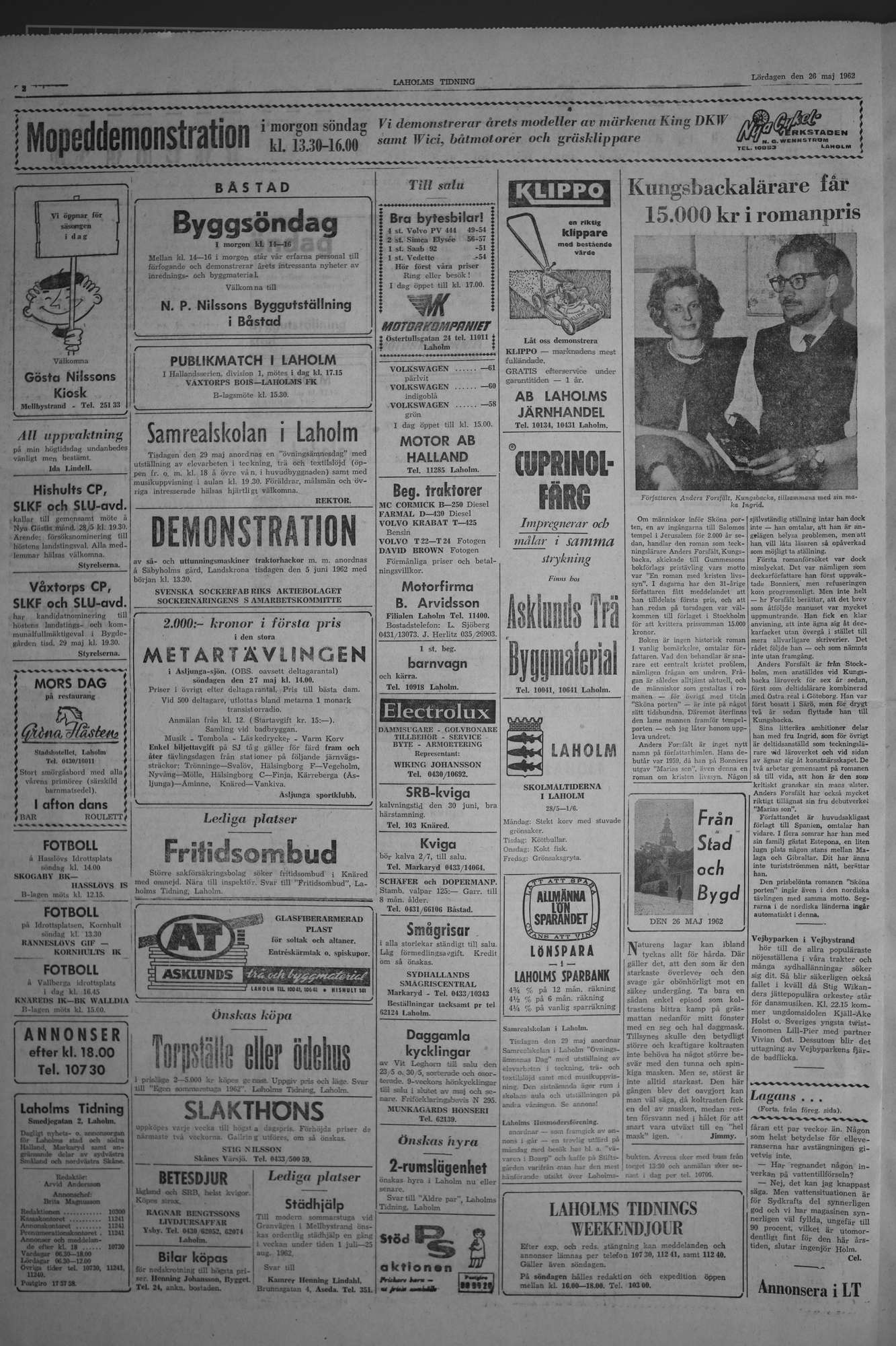 Laholms Tidning Lördag 26 maj 1962, sida 2