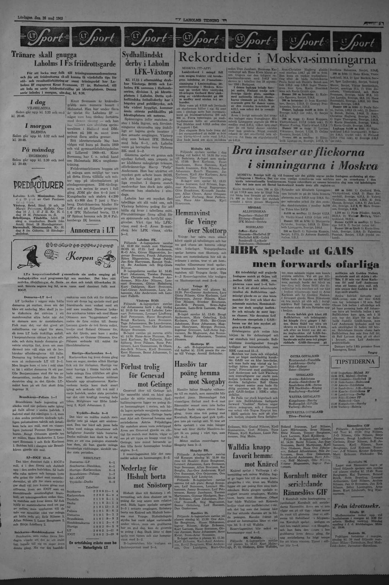 Laholms Tidning Lördag 26 maj 1962, sida 5