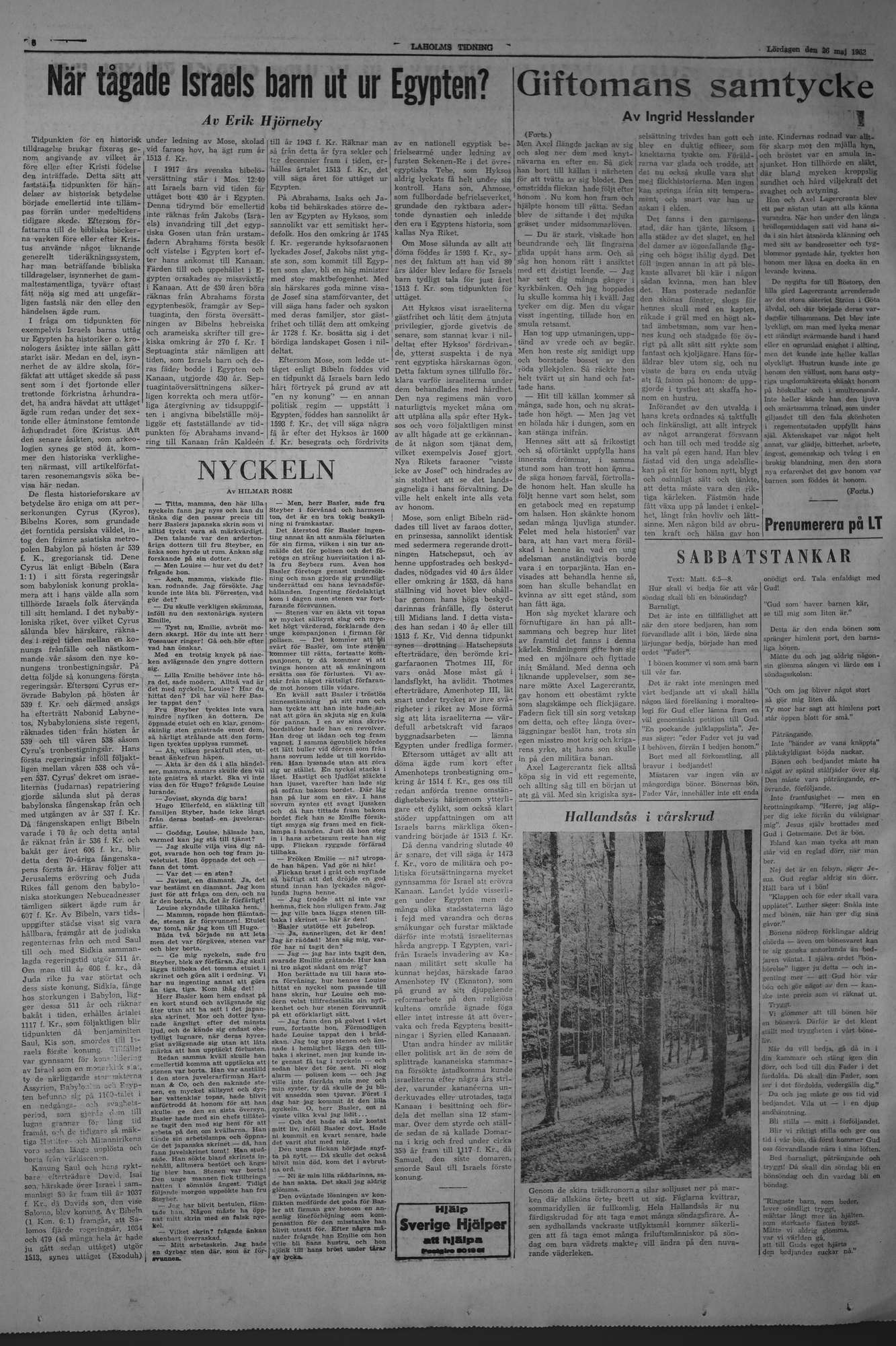 Laholms Tidning Lördag 26 maj 1962, sida 6