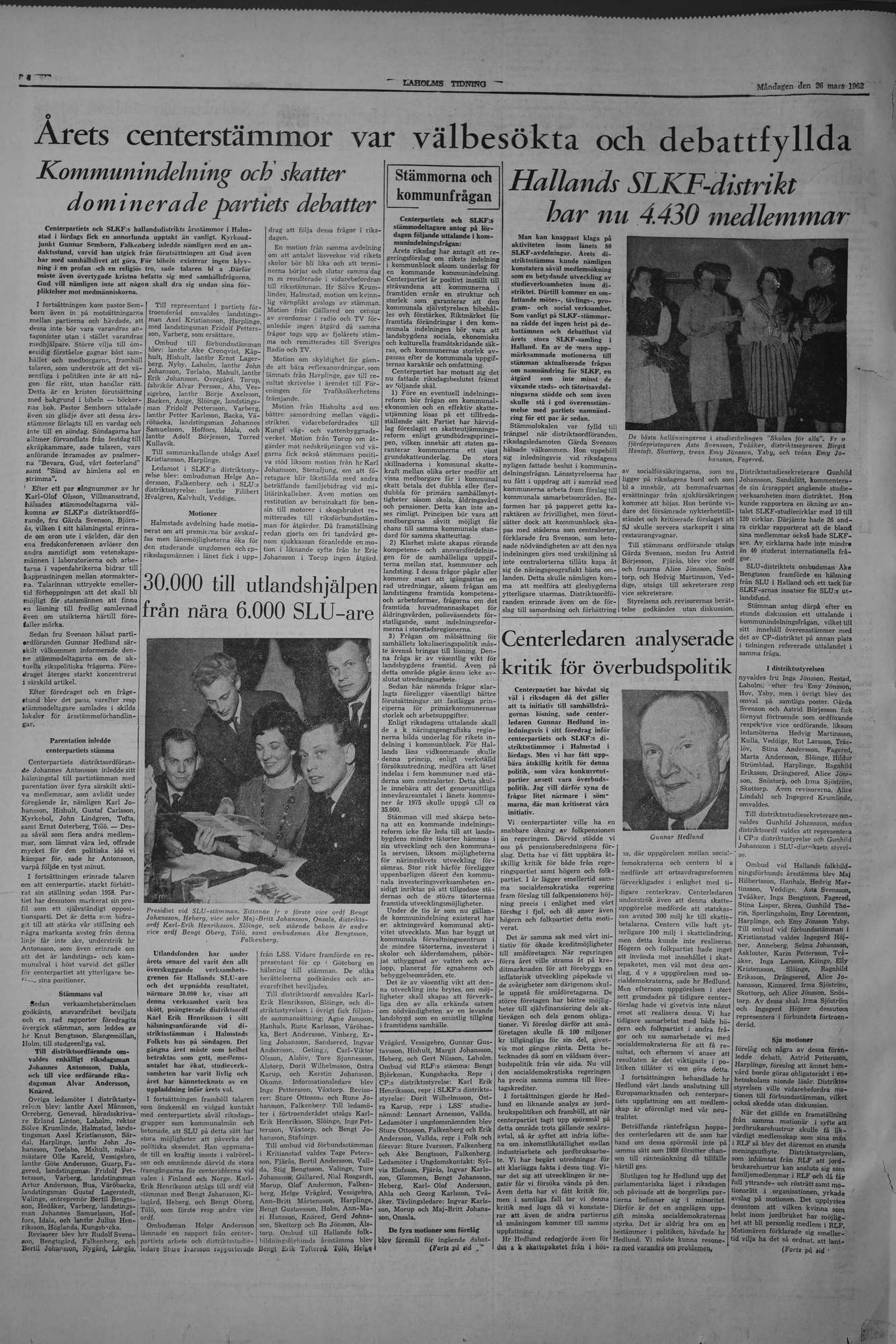 Laholms Tidning Måndag 26 mars 1962, sida 4