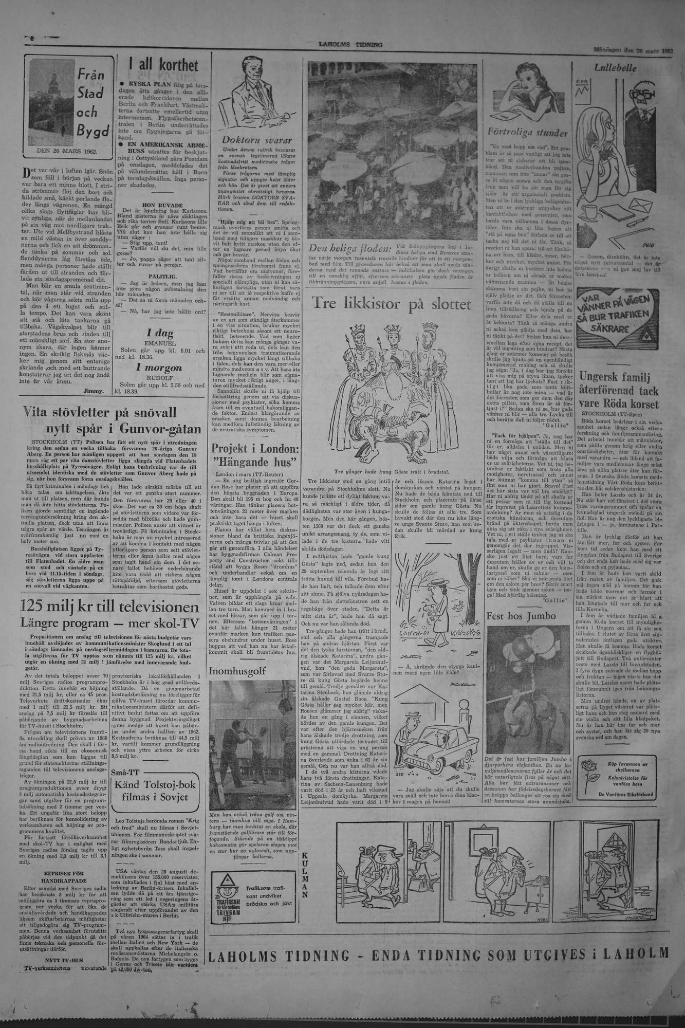 Laholms Tidning Måndag 26 mars 1962, sida 6