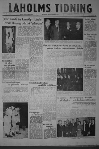 Förstasidan, Måndag 26 november 1962