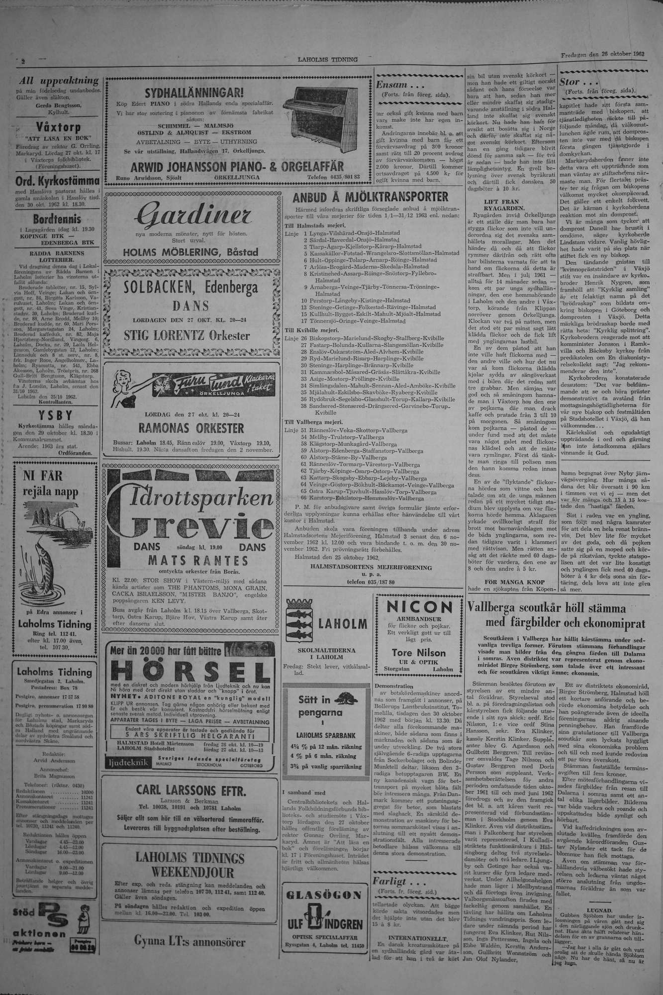 Laholms Tidning Fredag 26 oktober 1962, sida 2