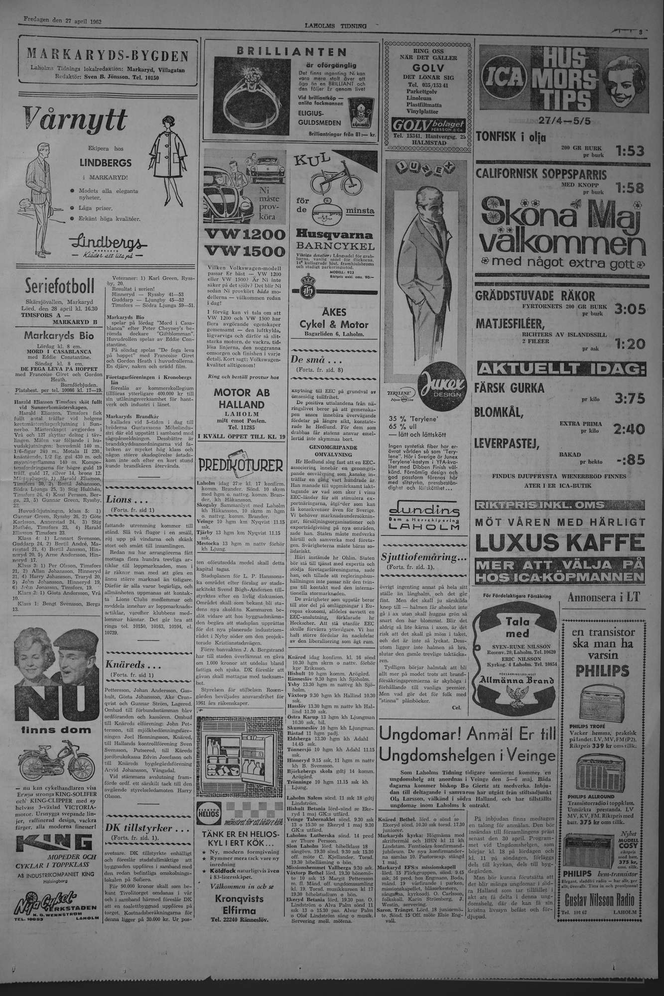 Laholms Tidning Fredag 27 april 1962, sida 3