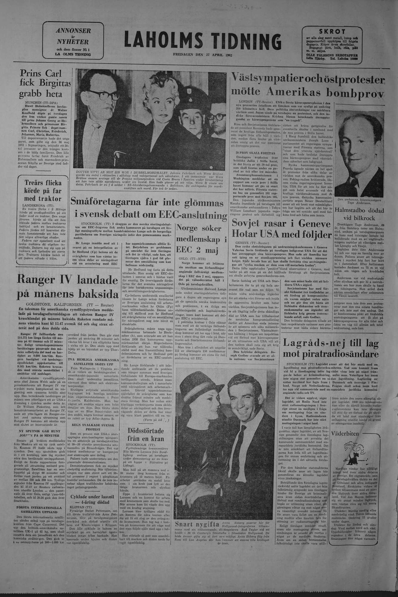 Laholms Tidning Fredag 27 april 1962, sida 8