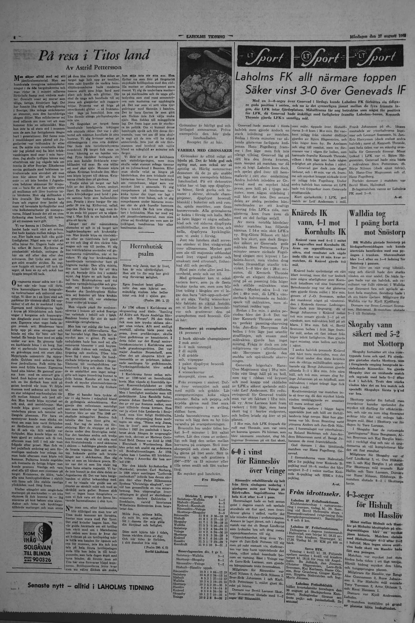 Laholms Tidning Måndag 27 augusti 1962, sida 4