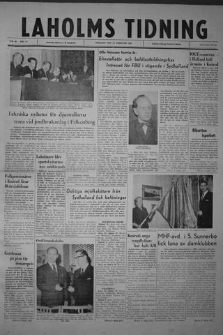 Förstasidan, Tisdag 27 februari 1962