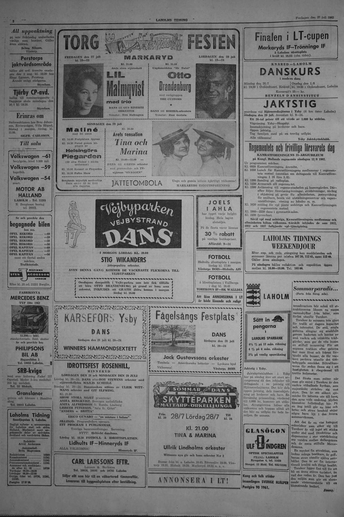 Laholms Tidning Fredag 27 juli 1962, sida 2