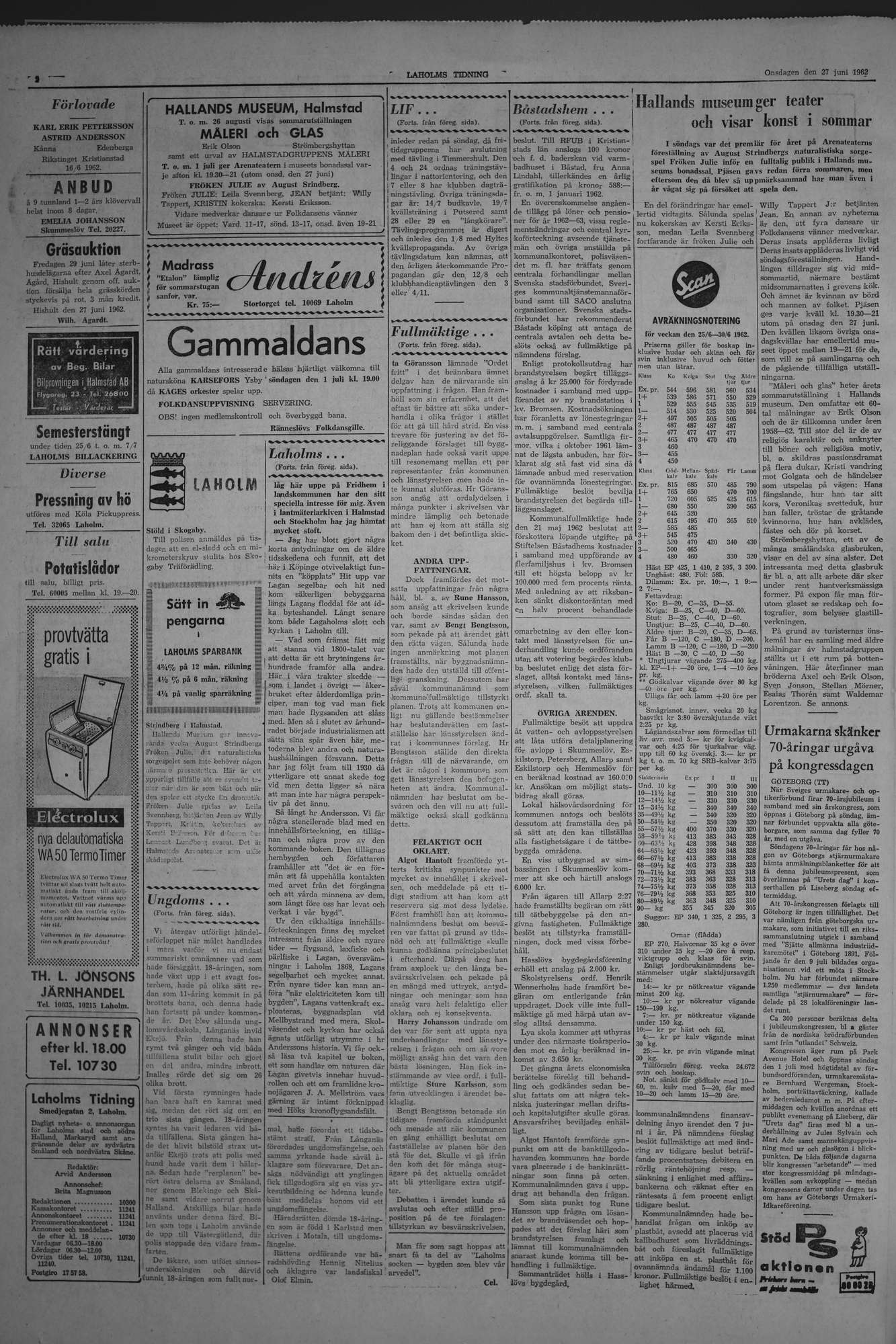 Laholms Tidning Onsdag 27 juni 1962, sida 2