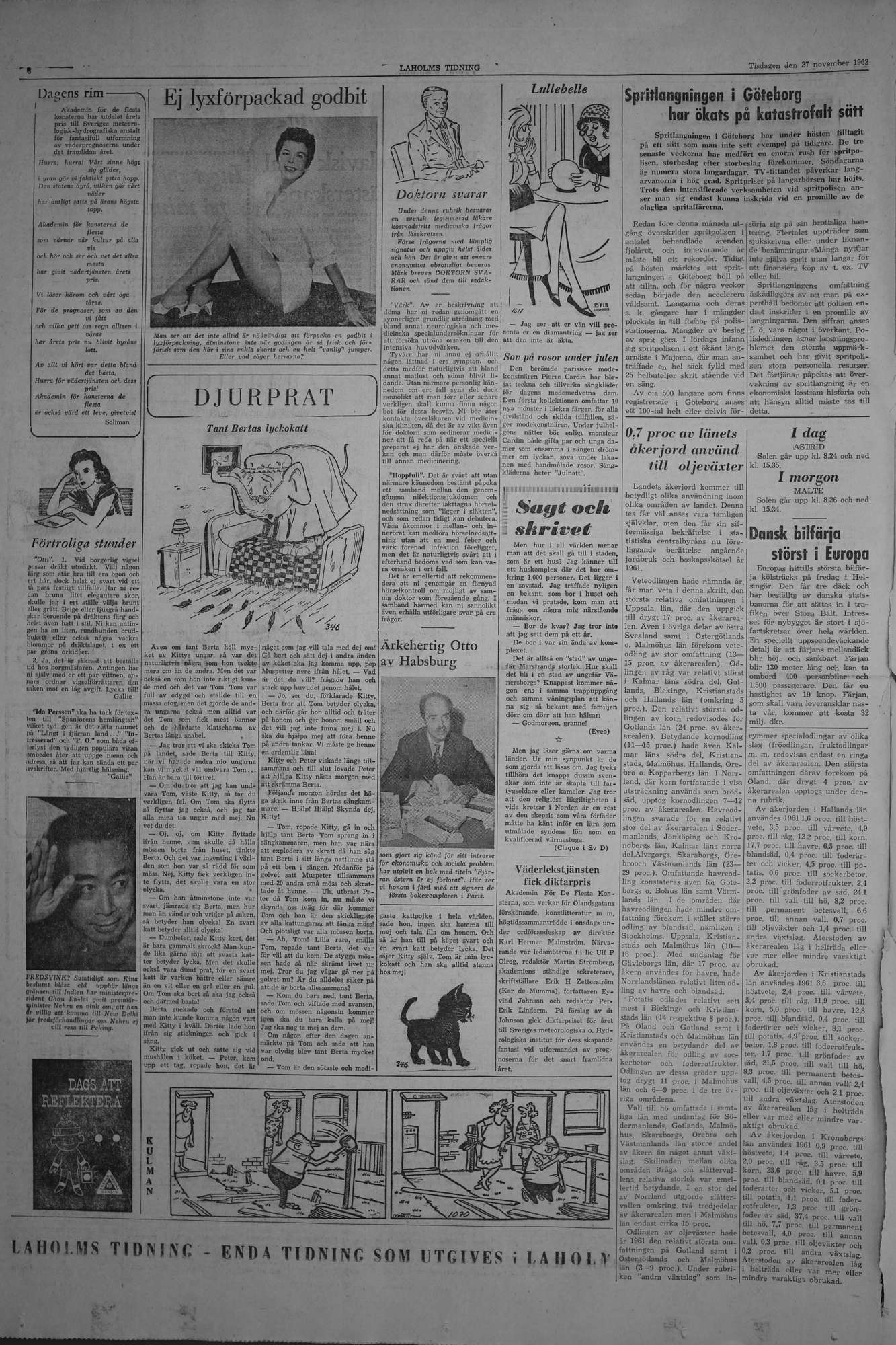 Laholms Tidning Tisdag 27 november 1962, sida 6