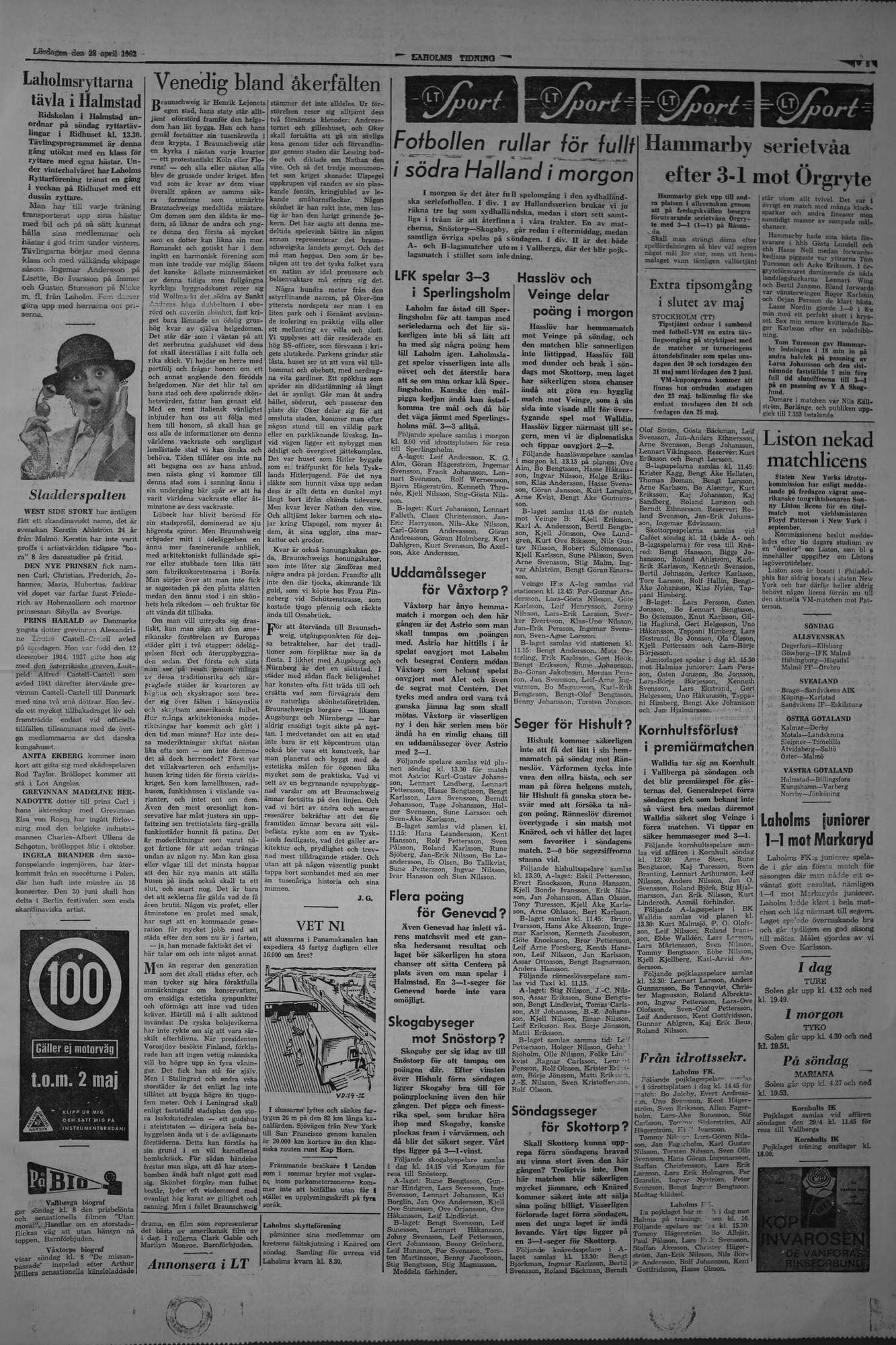 Laholms Tidning Lördag 28 april 1962, sida 5