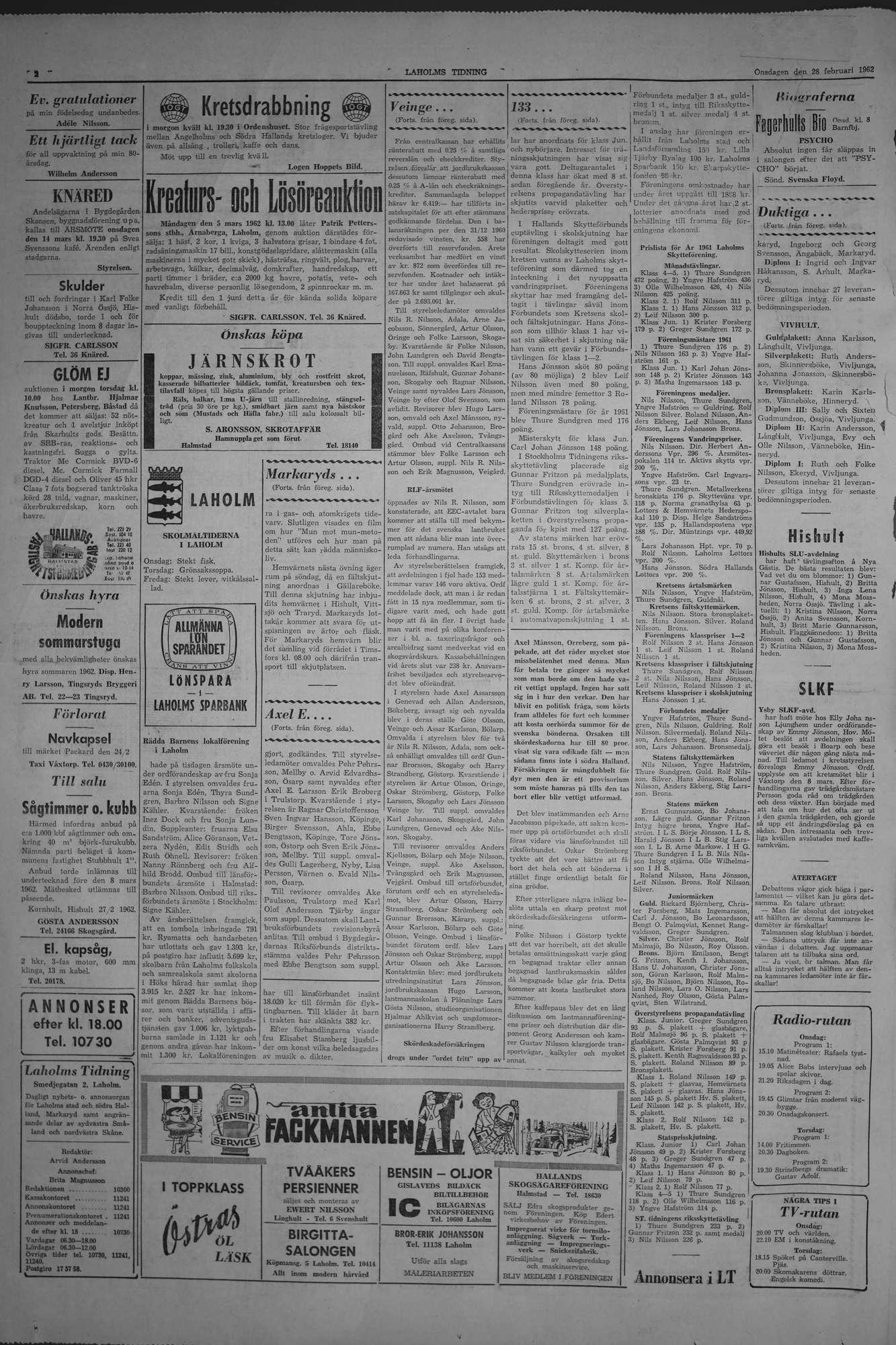 Laholms Tidning Onsdag 28 februari 1962, sida 2