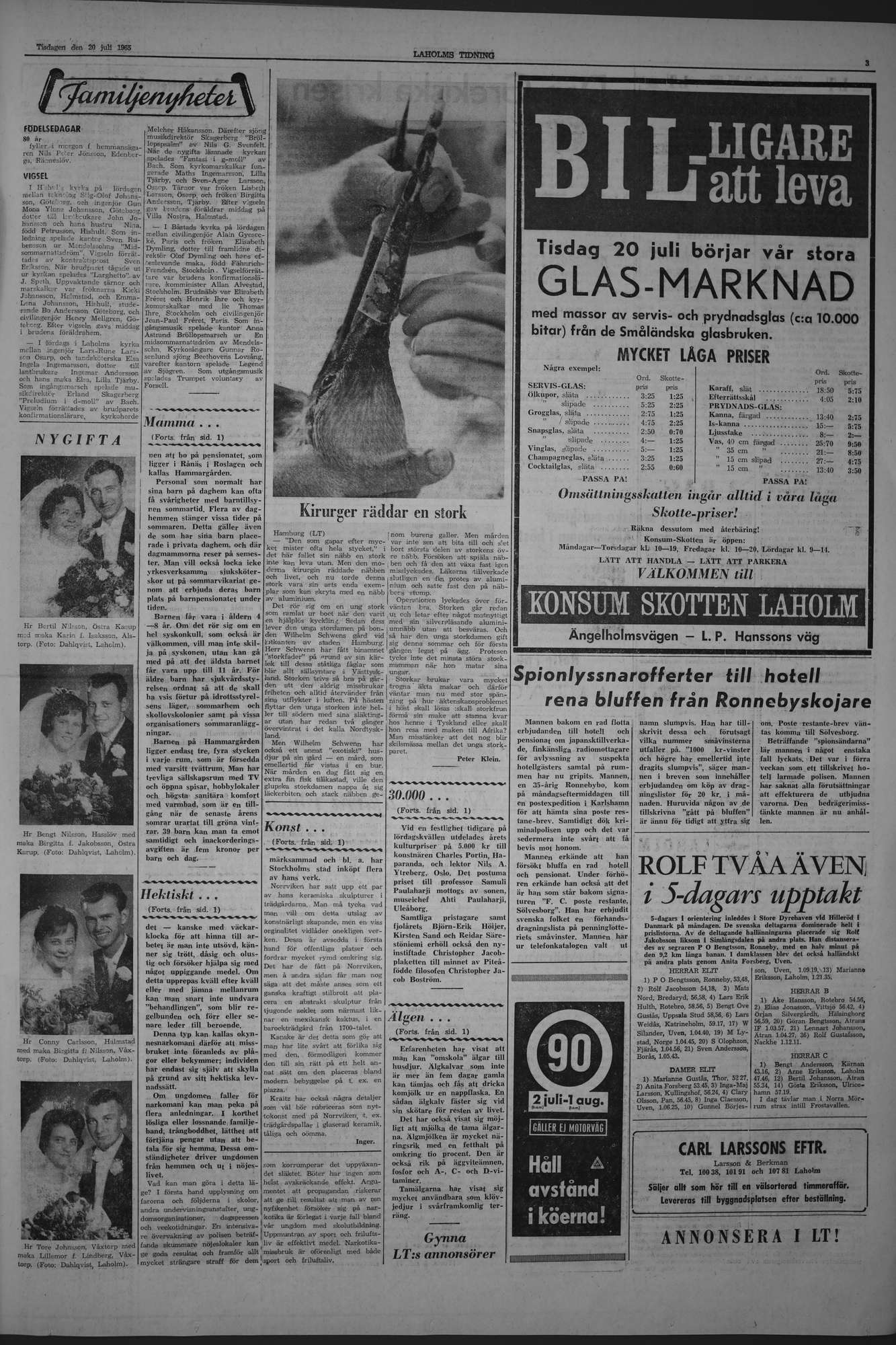 Laholms Tidning Tisdag 20 juli 1965, sida 3