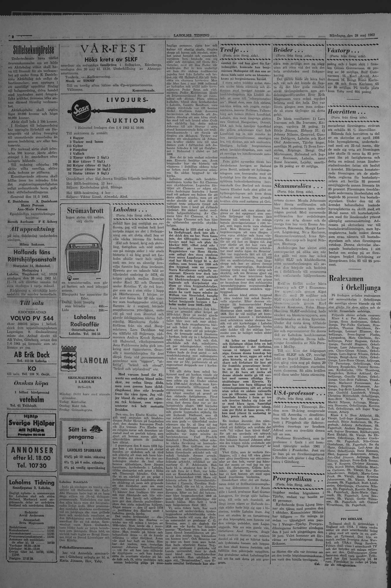 Laholms Tidning Måndag 28 maj 1962, sida 2