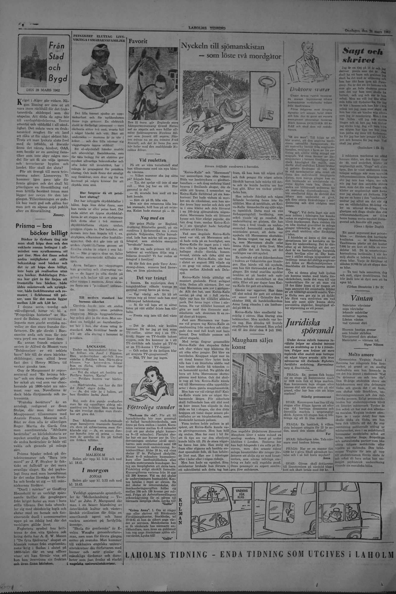 Laholms Tidning Onsdag 28 mars 1962, sida 6