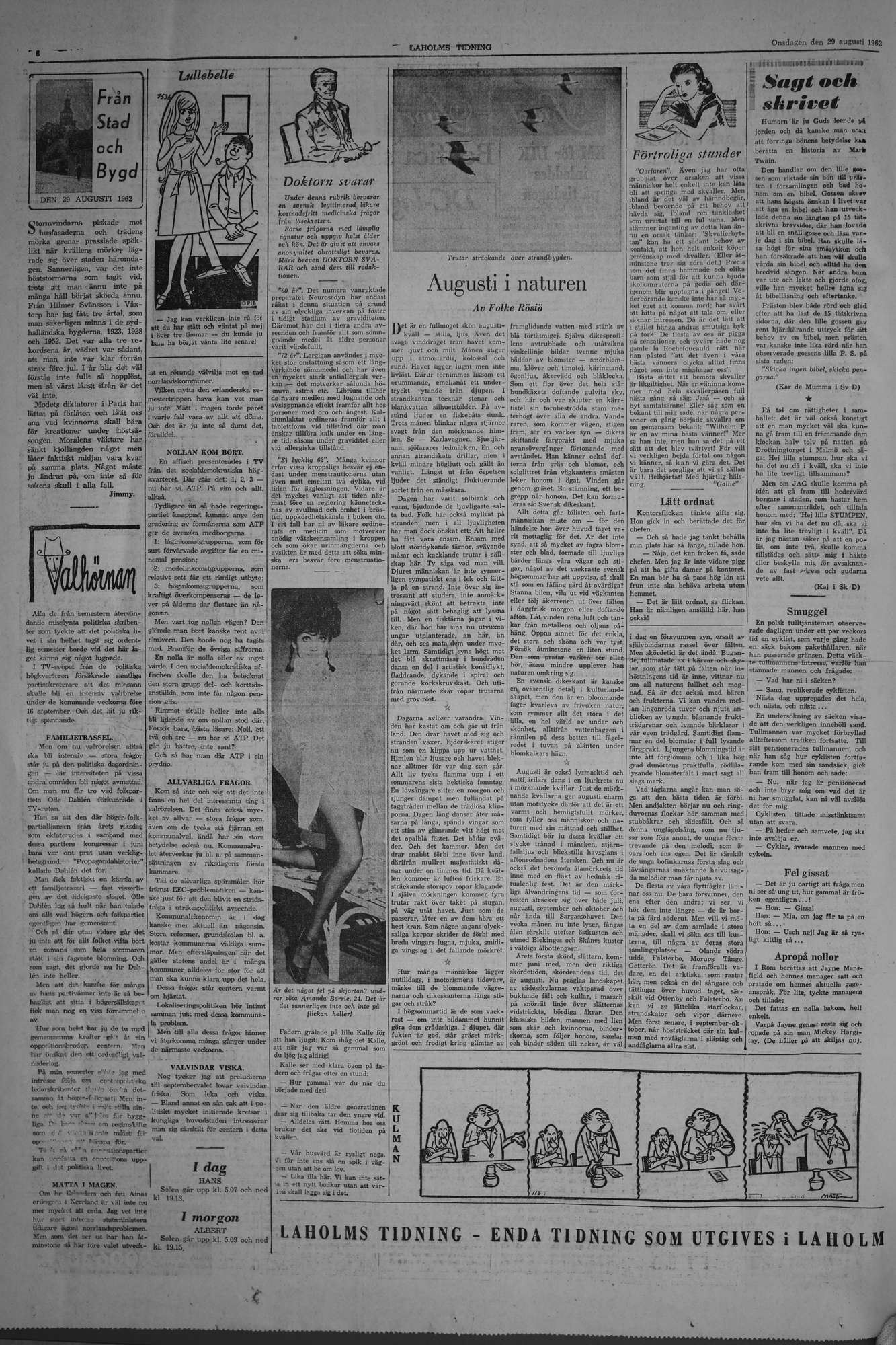 Laholms Tidning Onsdag 29 augusti 1962, sida 6