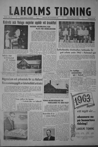 Förstasidan, Lördag 29 december 1962