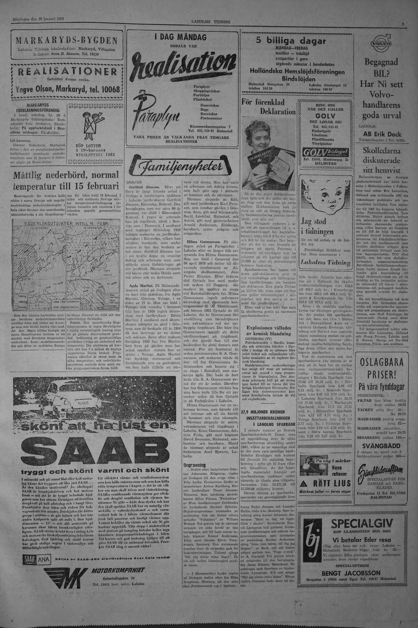 Laholms Tidning Måndag 29 januari 1962, sida 3