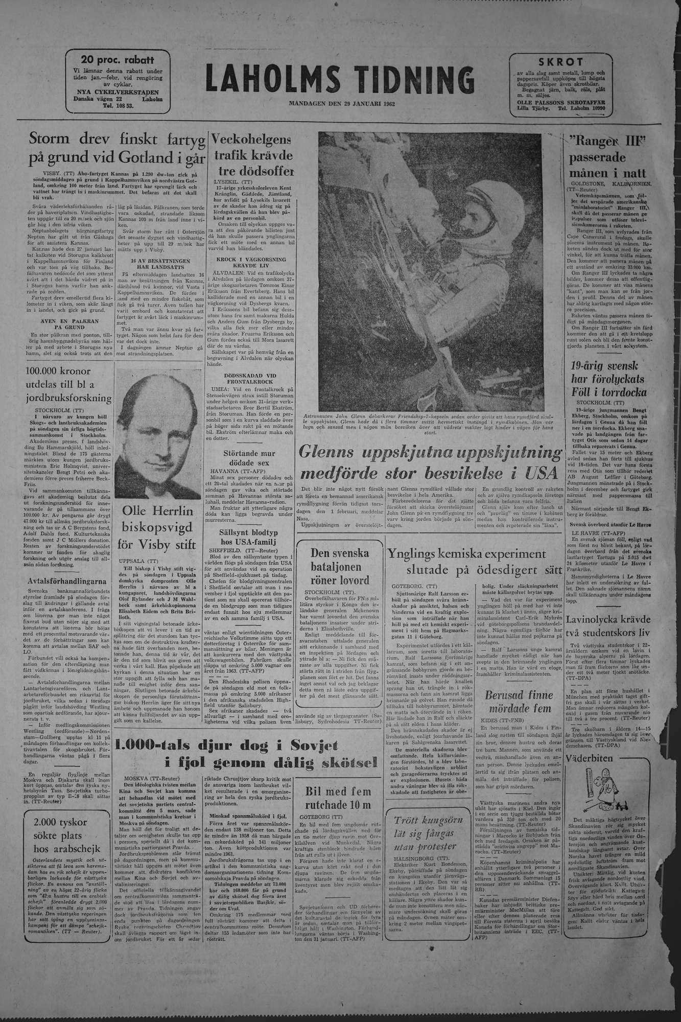 Laholms Tidning Måndag 29 januari 1962, sida 8