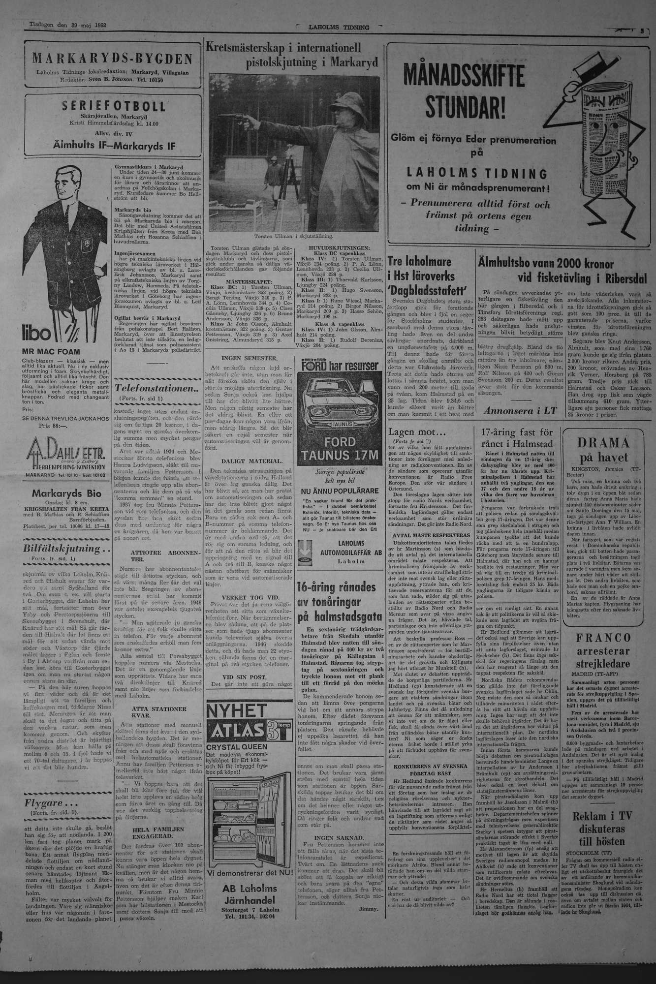 Laholms Tidning Tisdag 29 maj 1962, sida 3