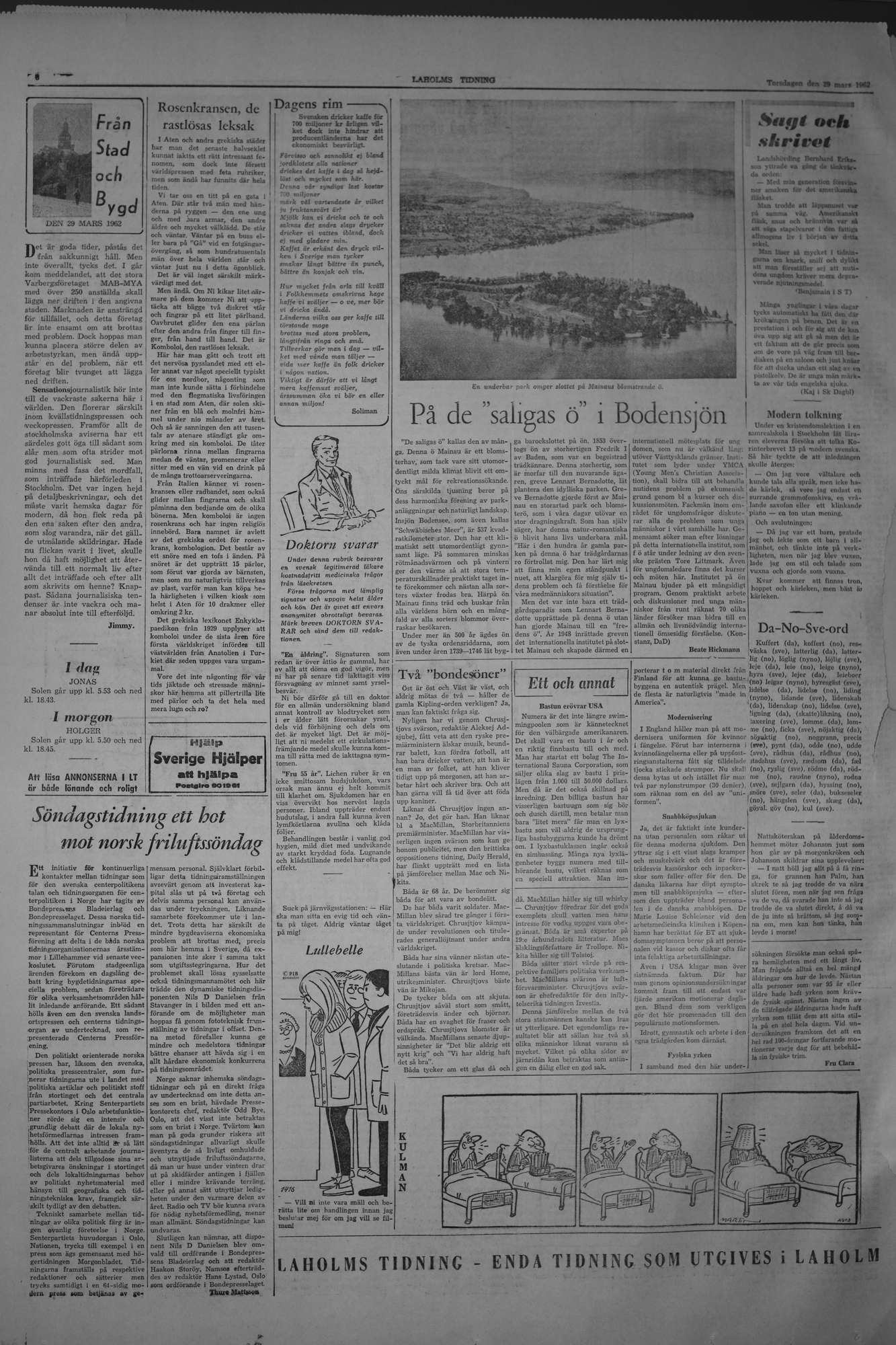 Laholms Tidning Torsdag 29 mars 1962, sida 6