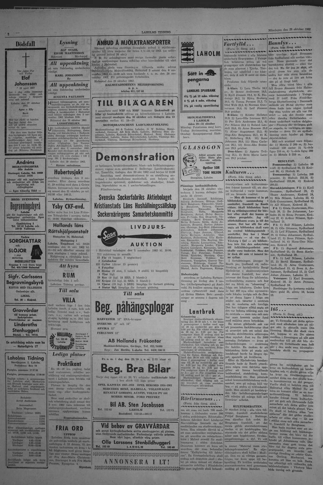 Laholms Tidning Måndag 29 oktober 1962, sida 2