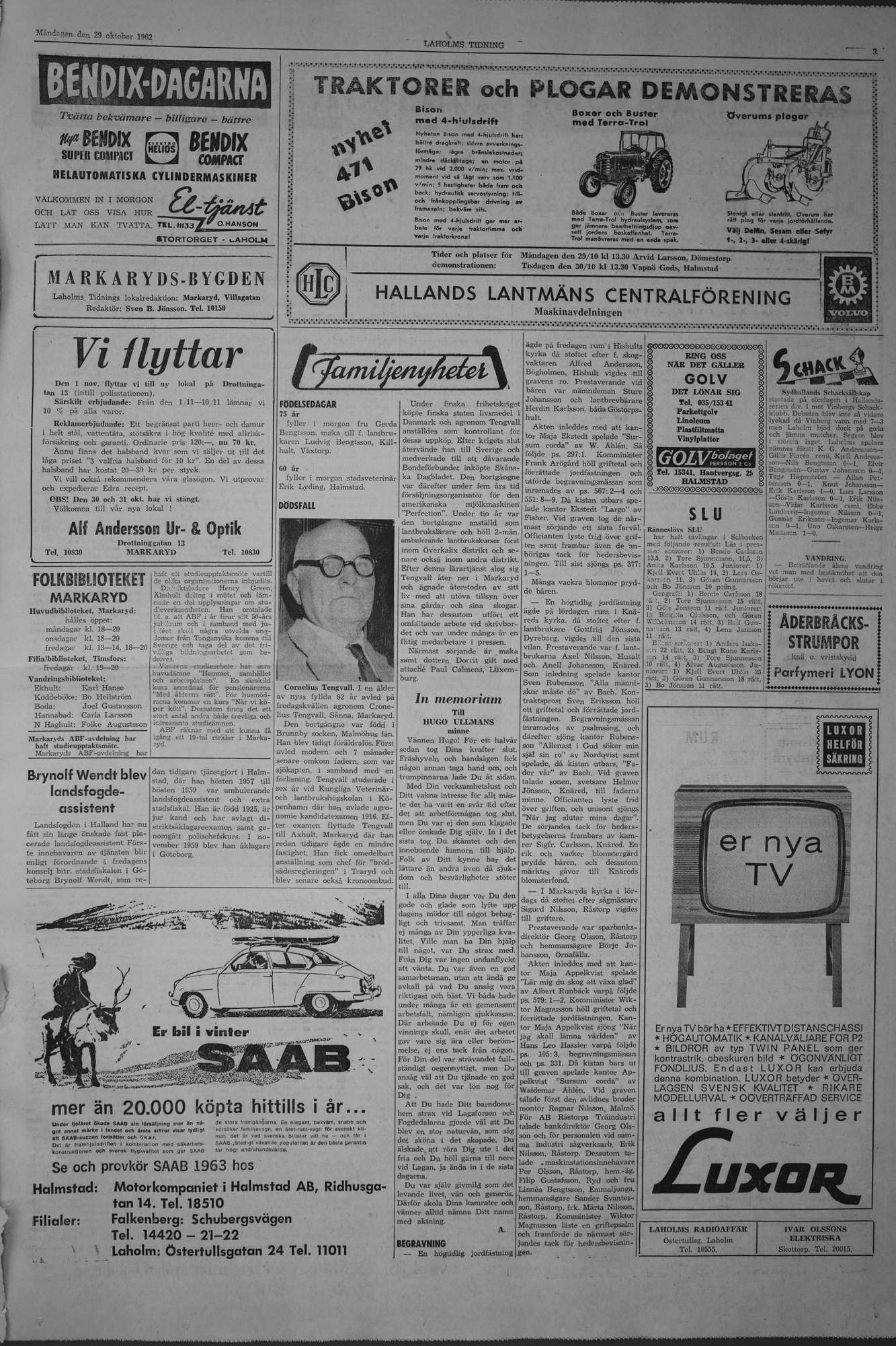 Laholms Tidning Måndag 29 oktober 1962, sida 3