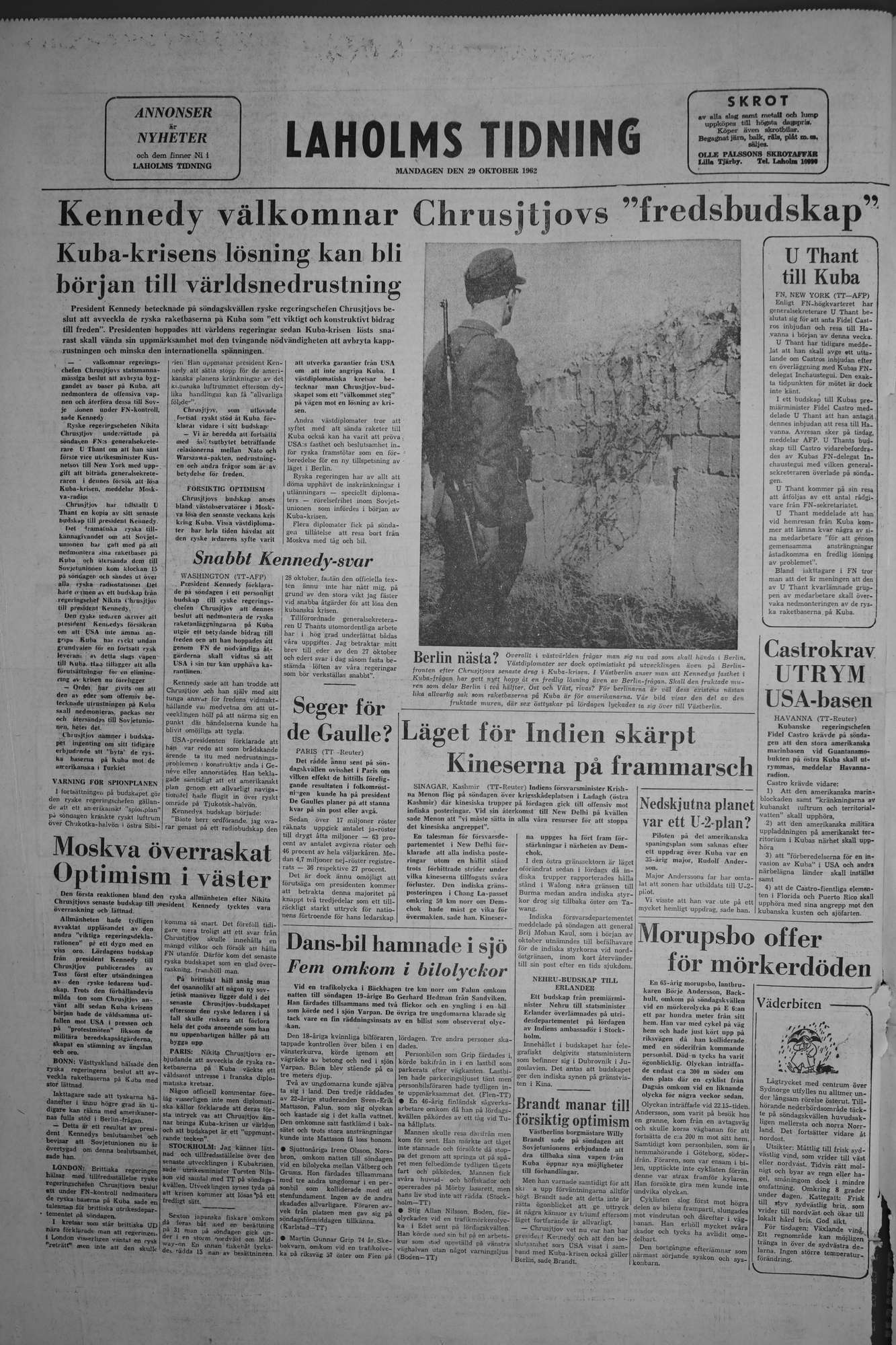 Laholms Tidning Måndag 29 oktober 1962, sida 6