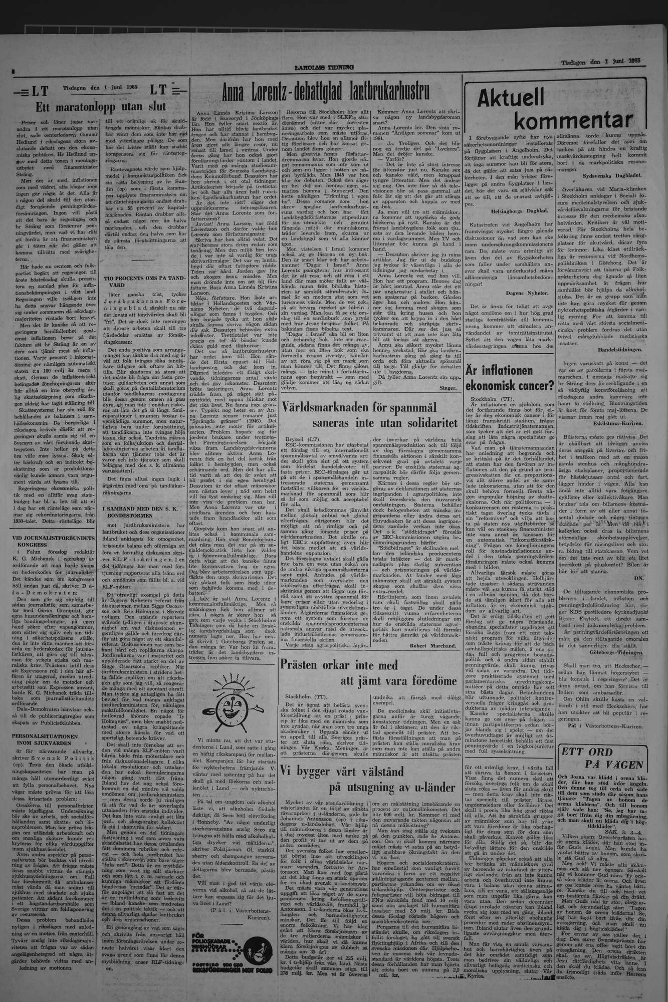 Laholms Tidning Tisdag 1 juni 1965, sida 4
