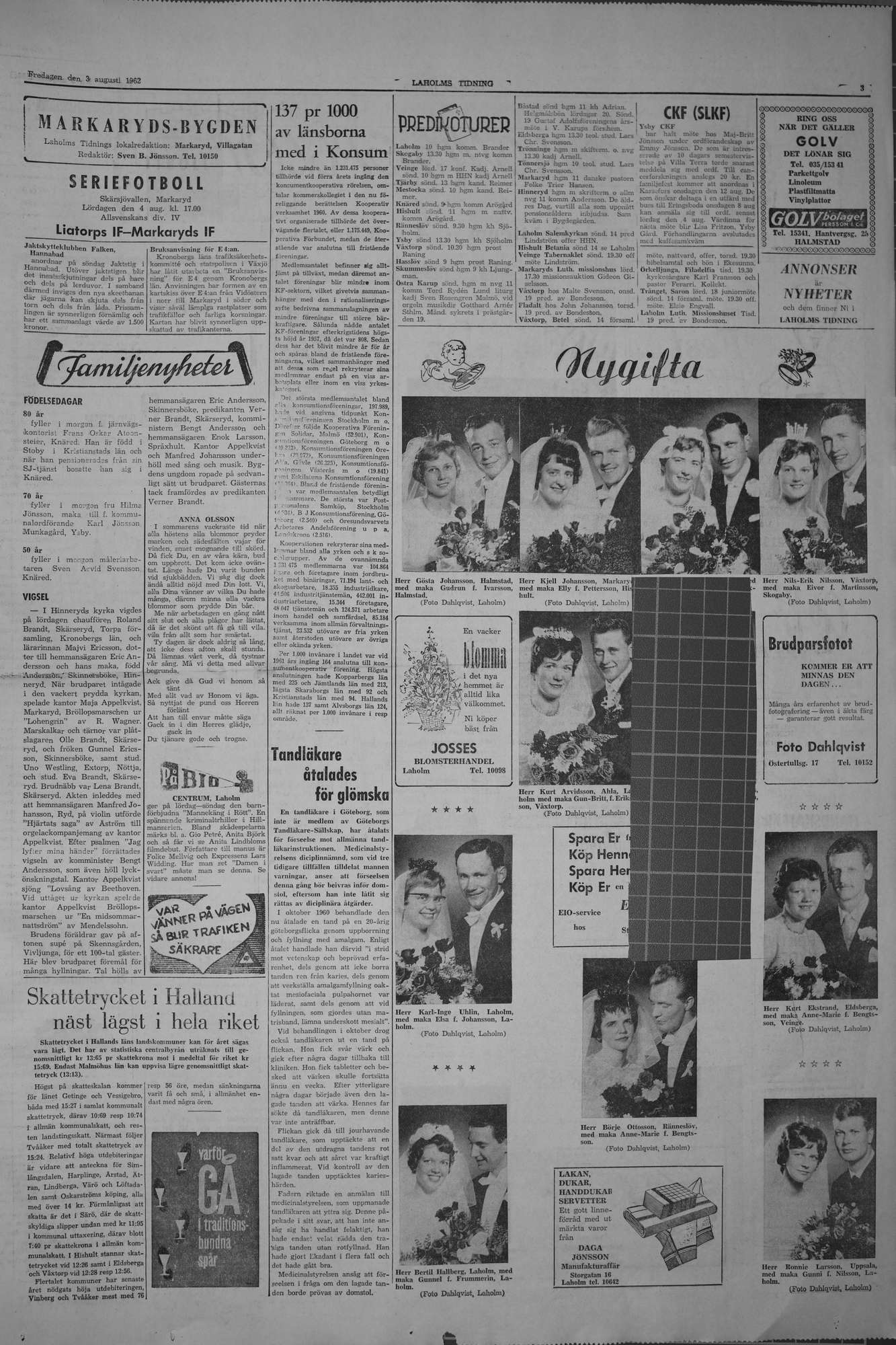 Laholms Tidning Fredag 3 augusti 1962, sida 3
