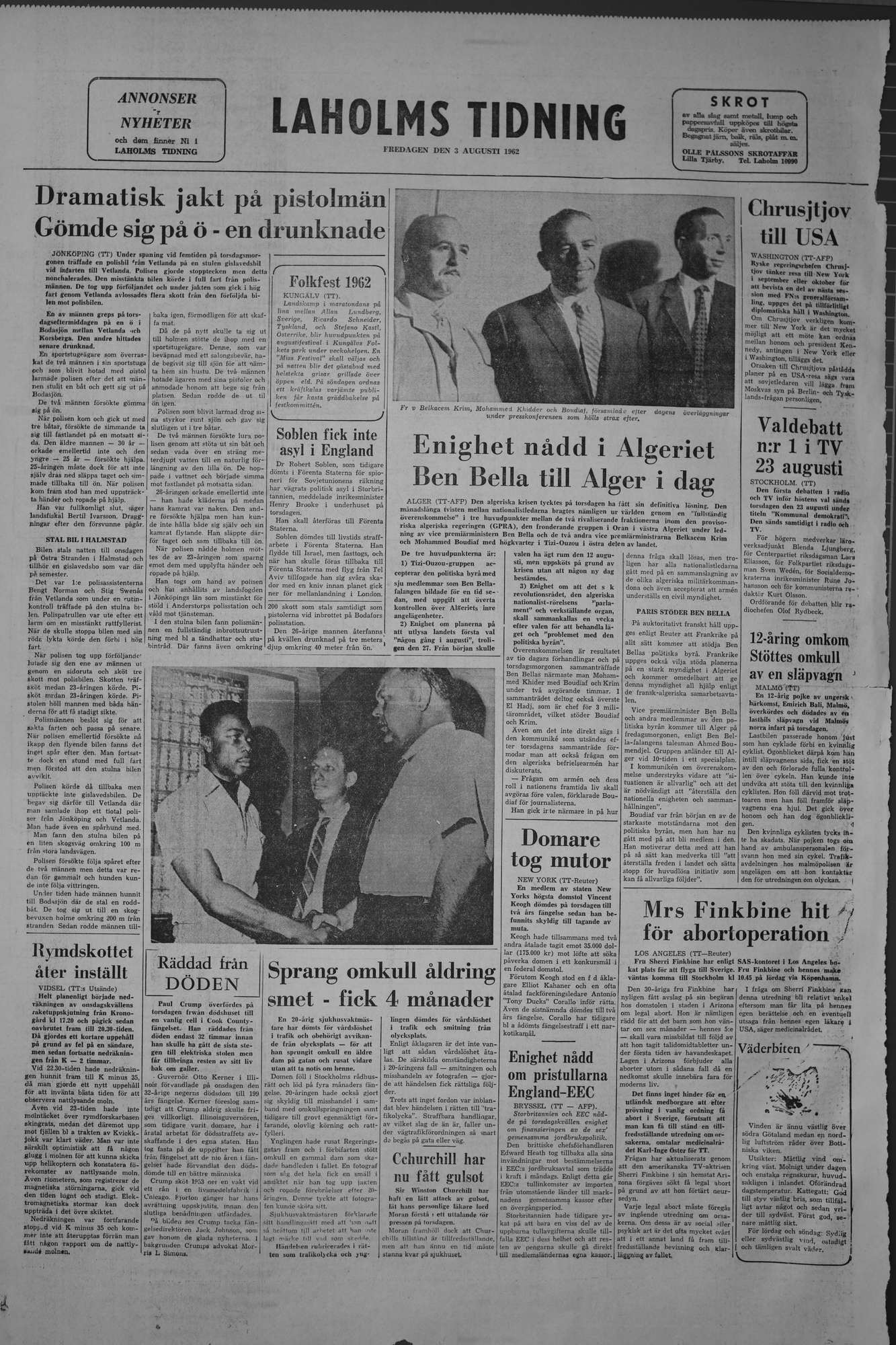 Laholms Tidning Fredag 3 augusti 1962, sida 8